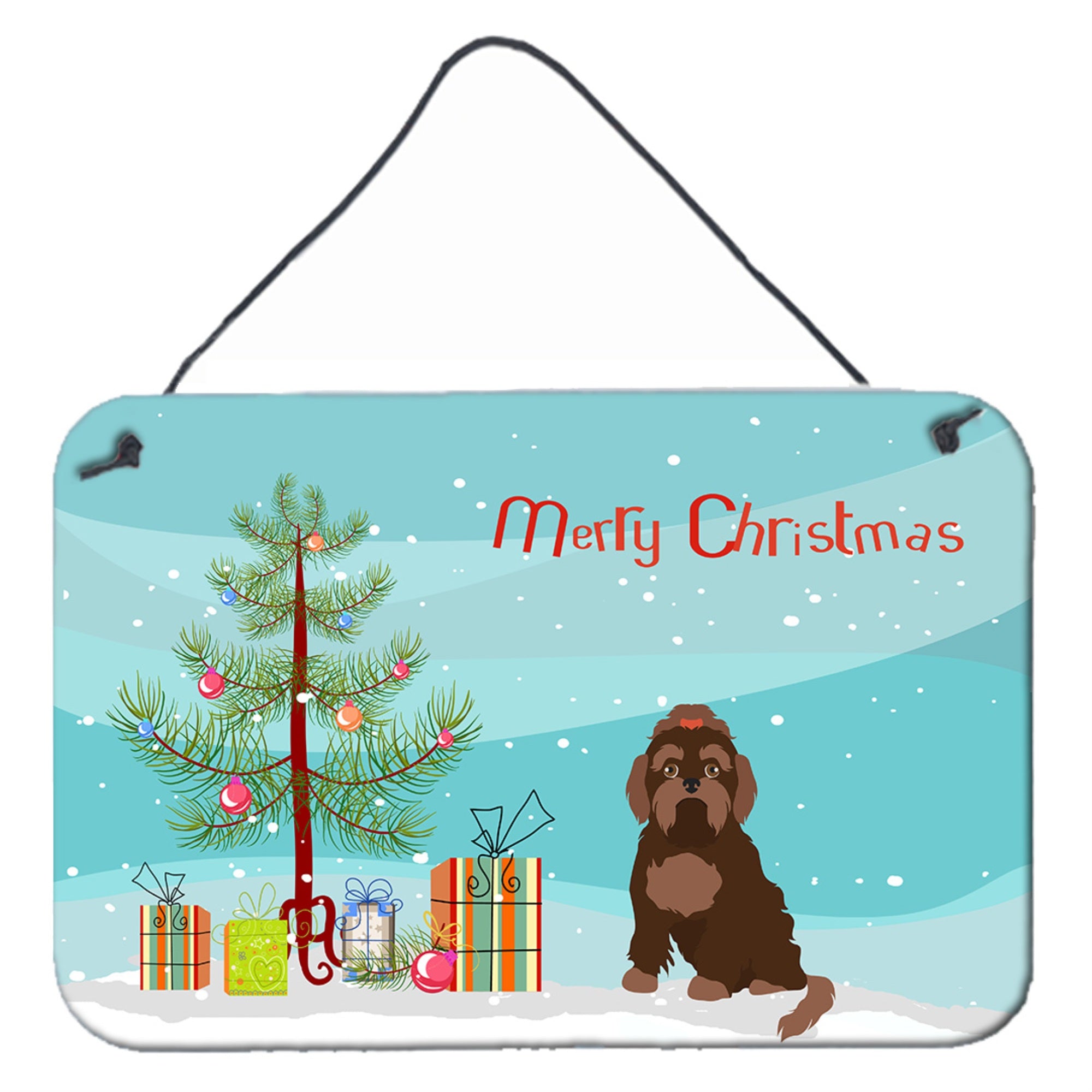 'Caroline'S Treasures Brown Russian Tsvetnaya Bolonka Lap Dog Christmas Tree Door Hanging Prints Wall-Decor, Multicolor''