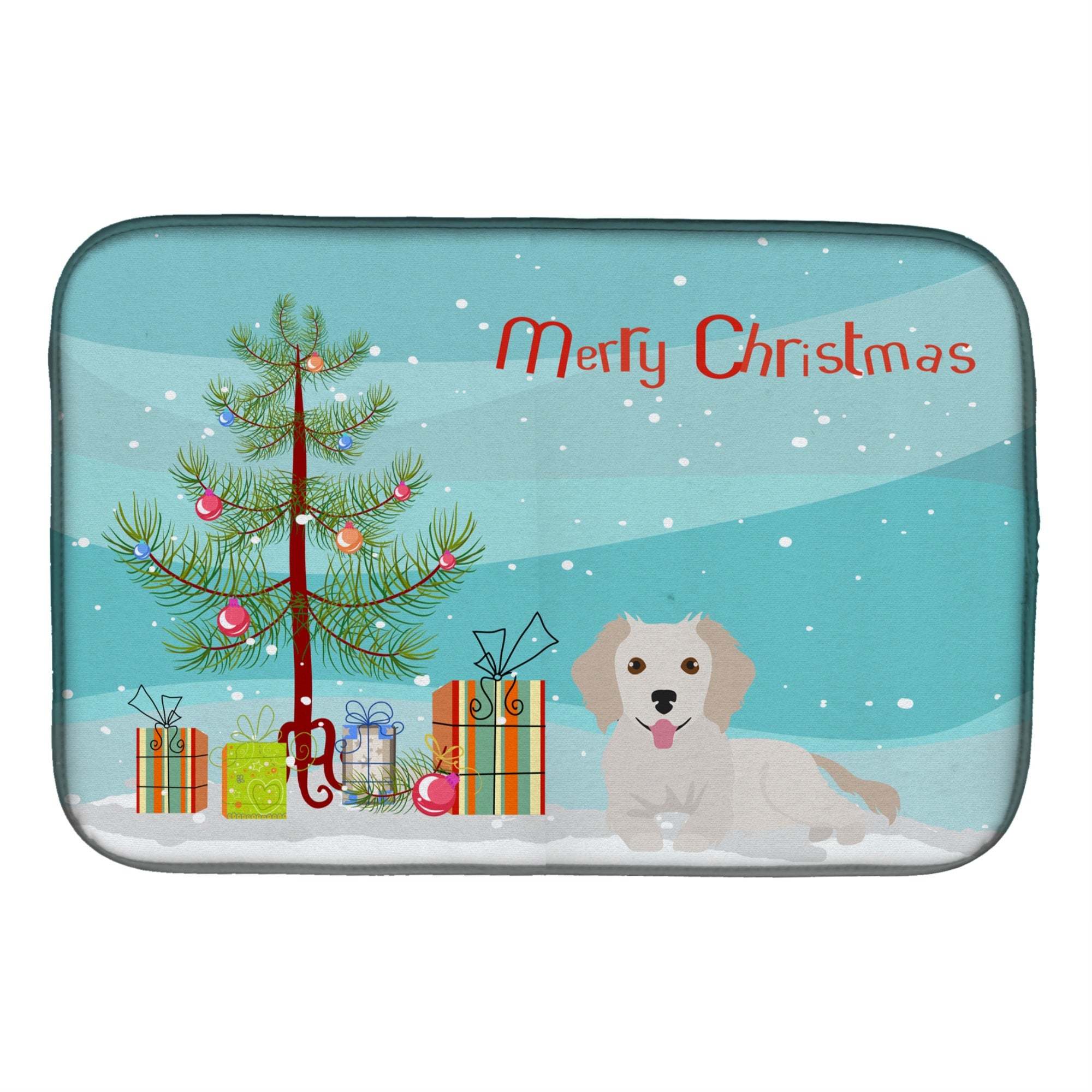 'Caroline'S Treasures Small Greek Domestic Dog Kokoni #2 Christmas Tree Dish-Drying-Mats, 14 X 21, Multicolor''