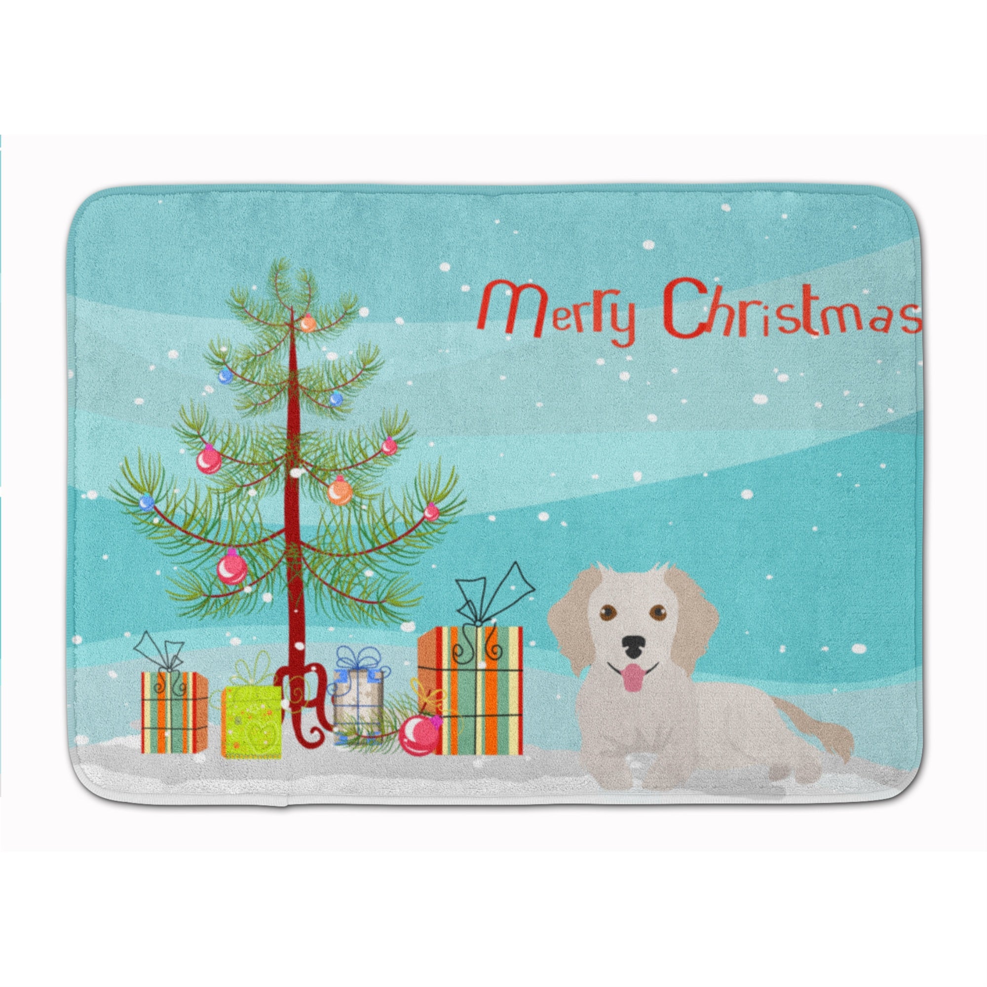 'Caroline'S Treasures Small Greek Domestic Dog Kokoni #2 Christmas Tree Machine Washable Memory Foam Mat Doormats, Multicolor''
