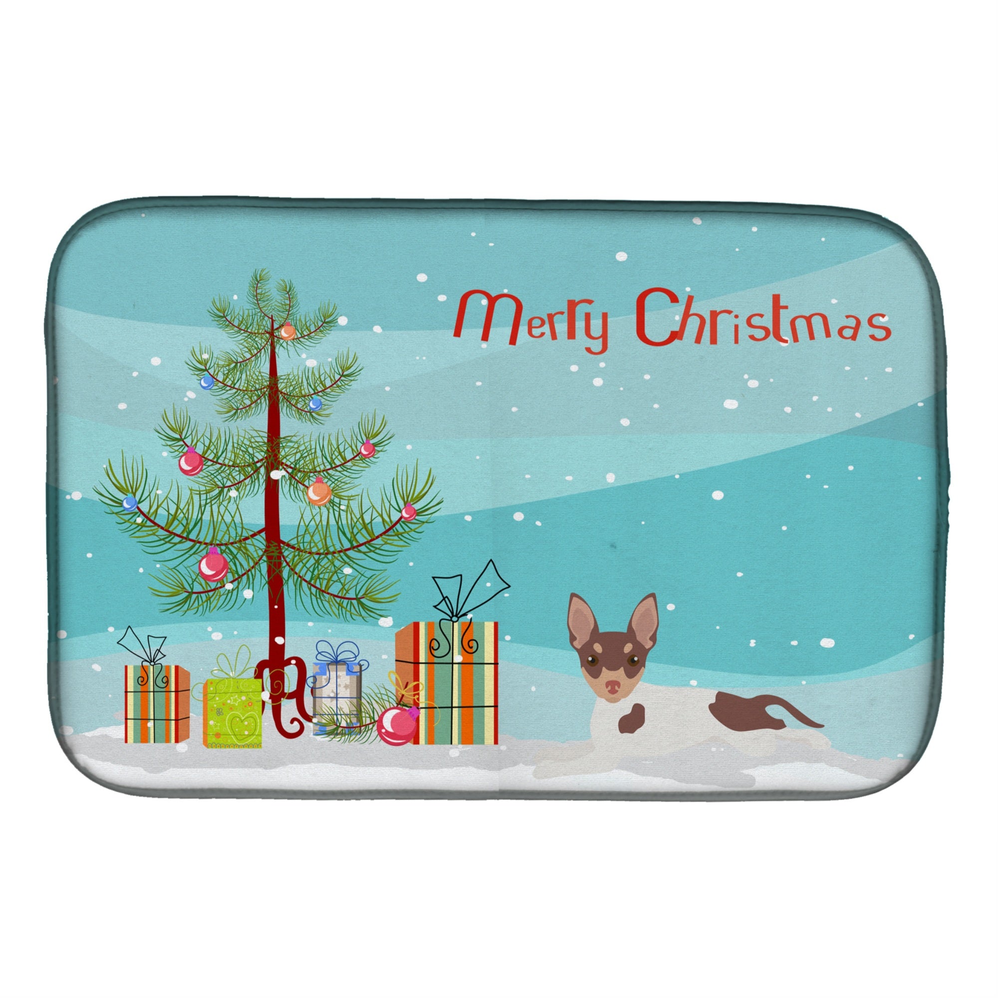 'Caroline'S Treasures Ck3511Ddm Toy Fox Terrier Christmas Tree Dish-Drying-Mats, 14 X 21, Multicolor''