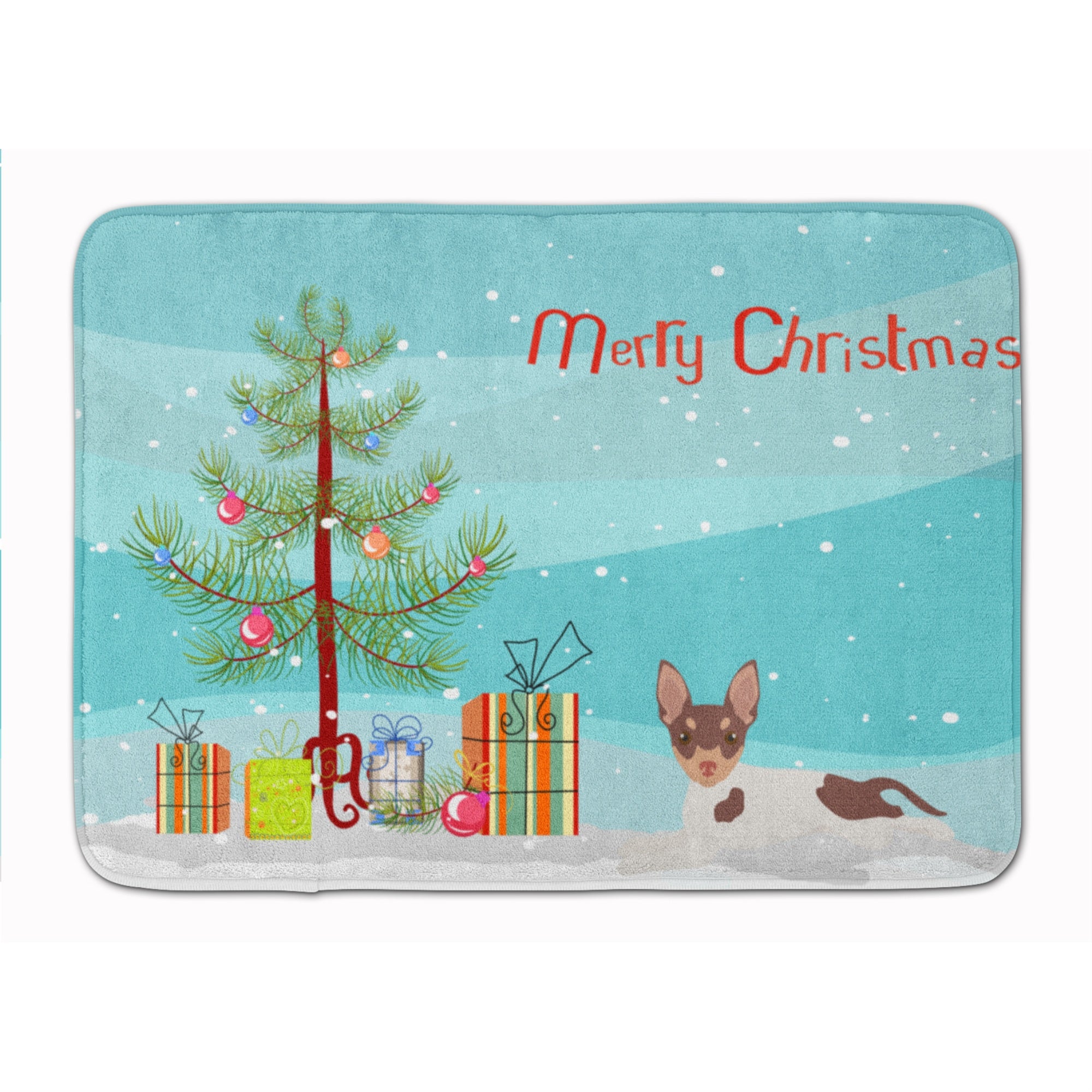 'Caroline'S Treasures Toy Fox Terrier Christmas Tree Machine Washable Memory Foam Mat Doormats, Multicolor''