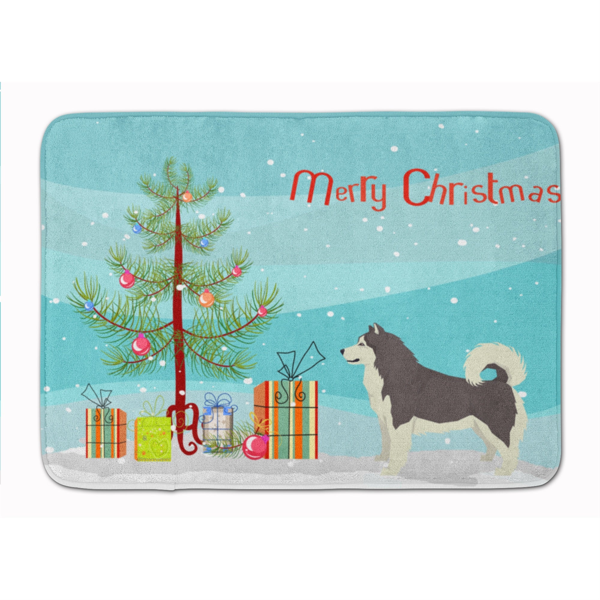 'Caroline'S Treasures Alaskan Malamute Christmas Tree Machine Washable Memory Foam Mat Doormats, Multicolor''