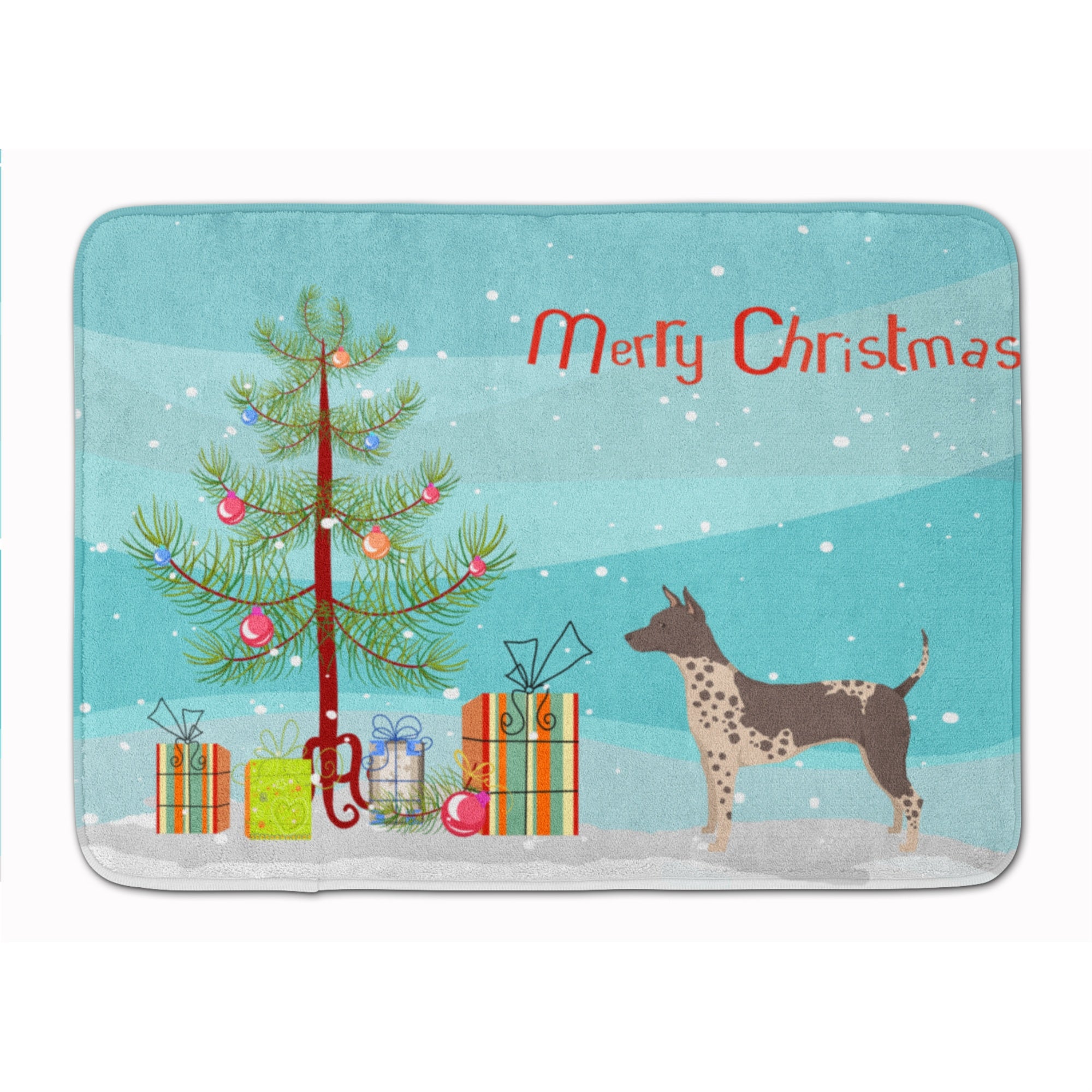 'Caroline'S Treasures American Hairless Terrier Christmas Tree Machine Washable Memory Foam Mat Doormats, Multicolor''
