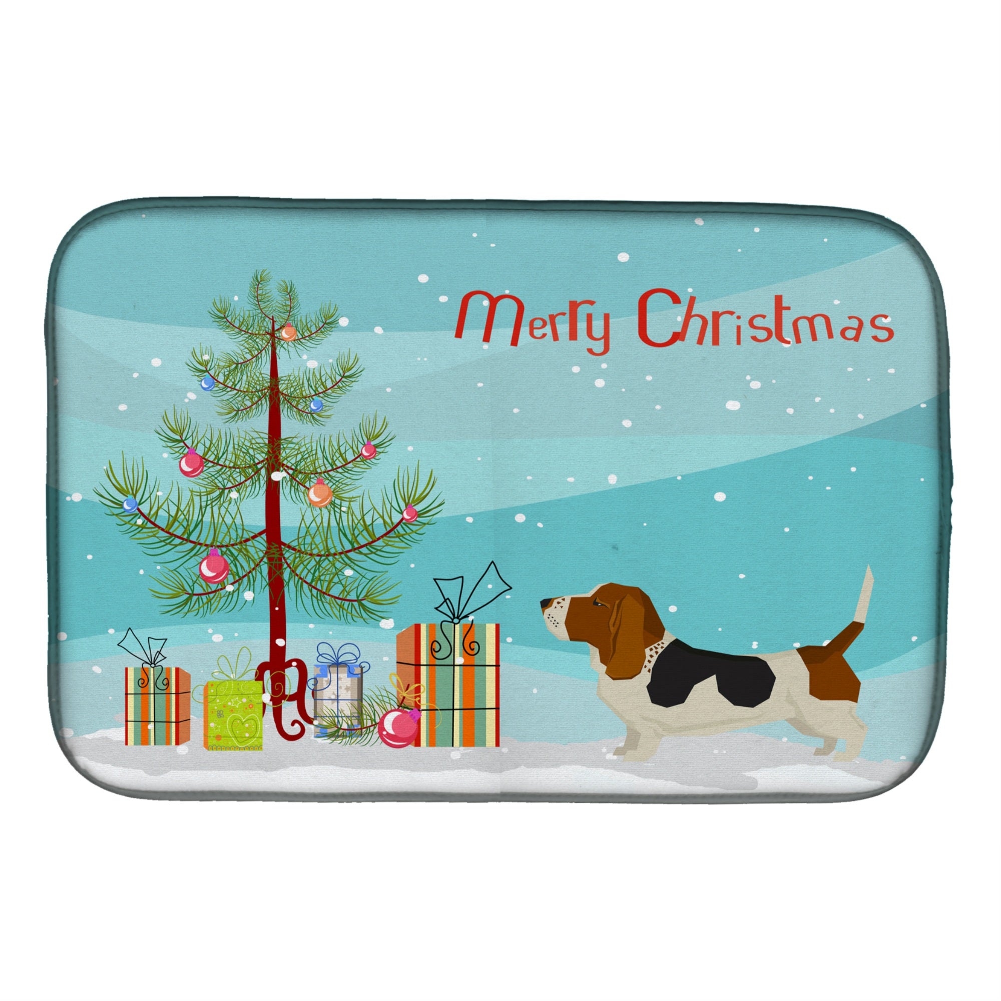 'Caroline'S Treasures Ck3518Ddm Basset Hound Christmas Tree Dish-Drying-Mats, 14 X 21, Multicolor''