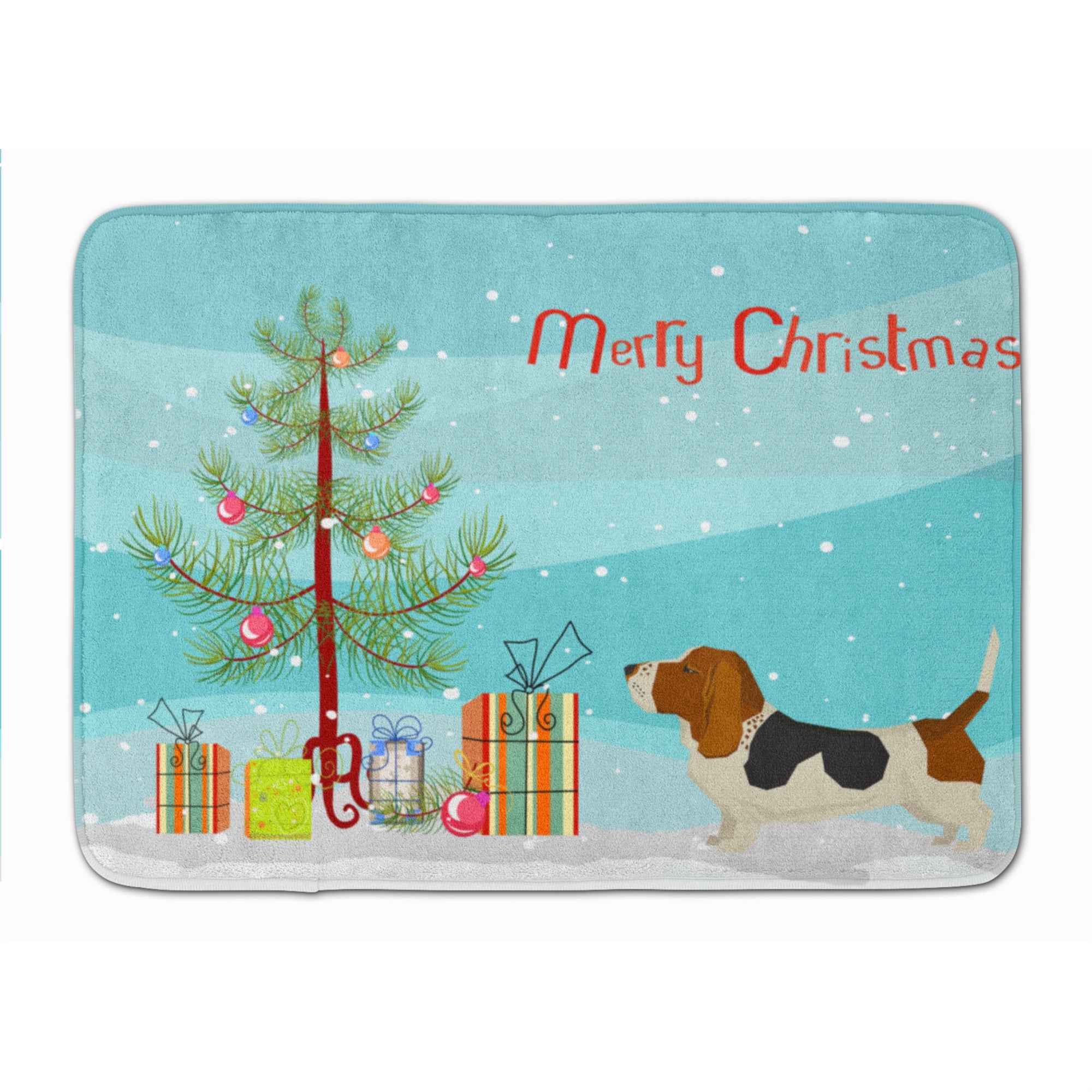 'Caroline'S Treasures Basset Hound Christmas Tree Machine Washable Memory Foam Mat Doormats, Multicolor''