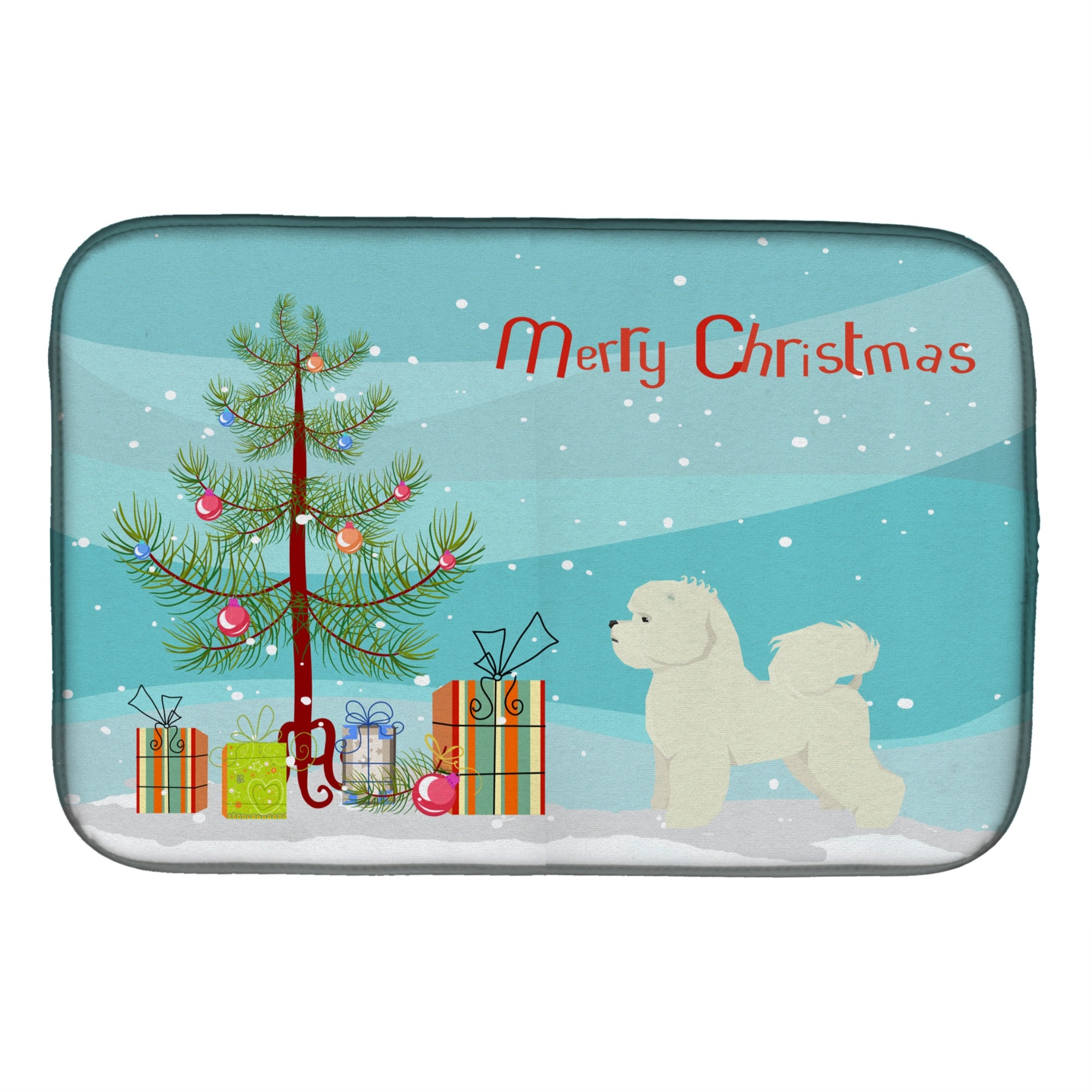 'Caroline'S Treasures Ck3521Ddm Bichon Frise Christmas Tree Dish-Drying-Mats, 14 X 21, Multicolor''