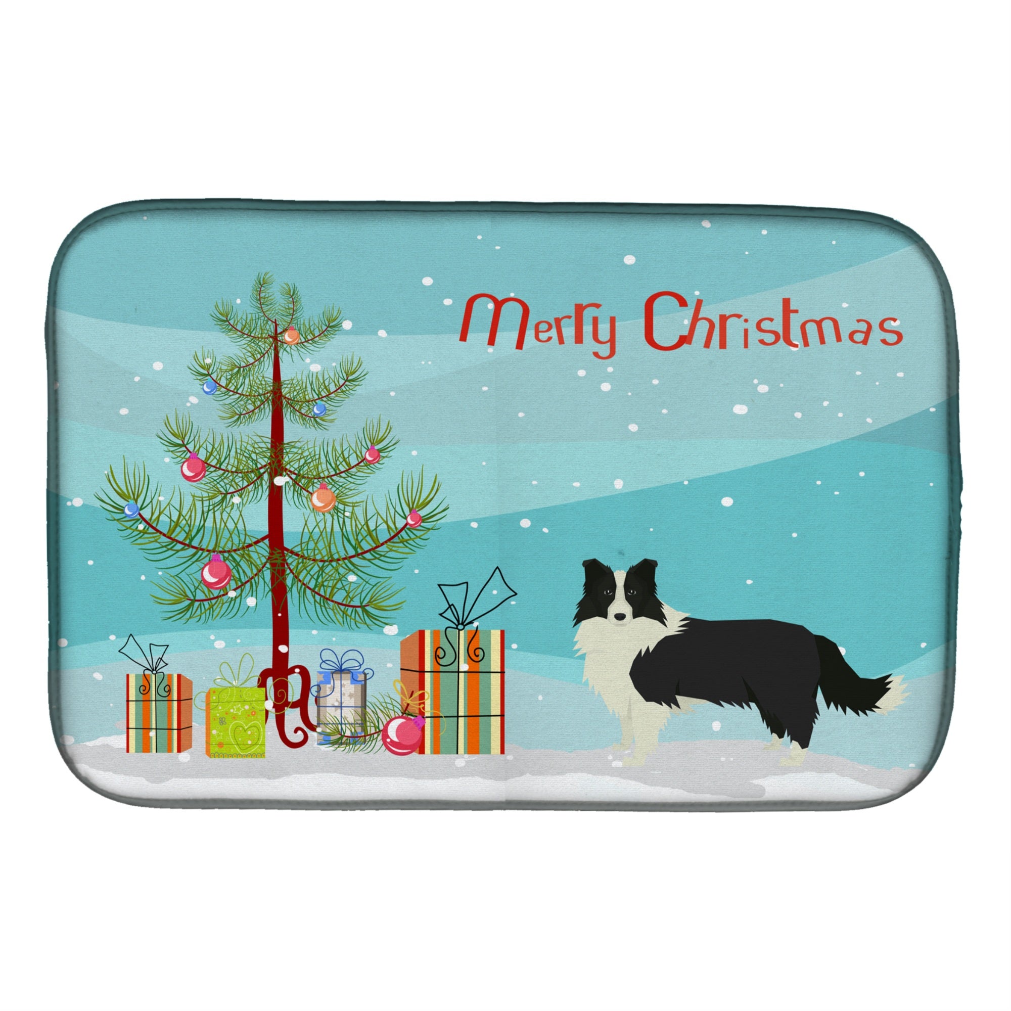 'Caroline'S Treasures Ck3522Ddm Border Collie Christmas Tree Dish-Drying-Mats, 14 X 21, Multicolor''