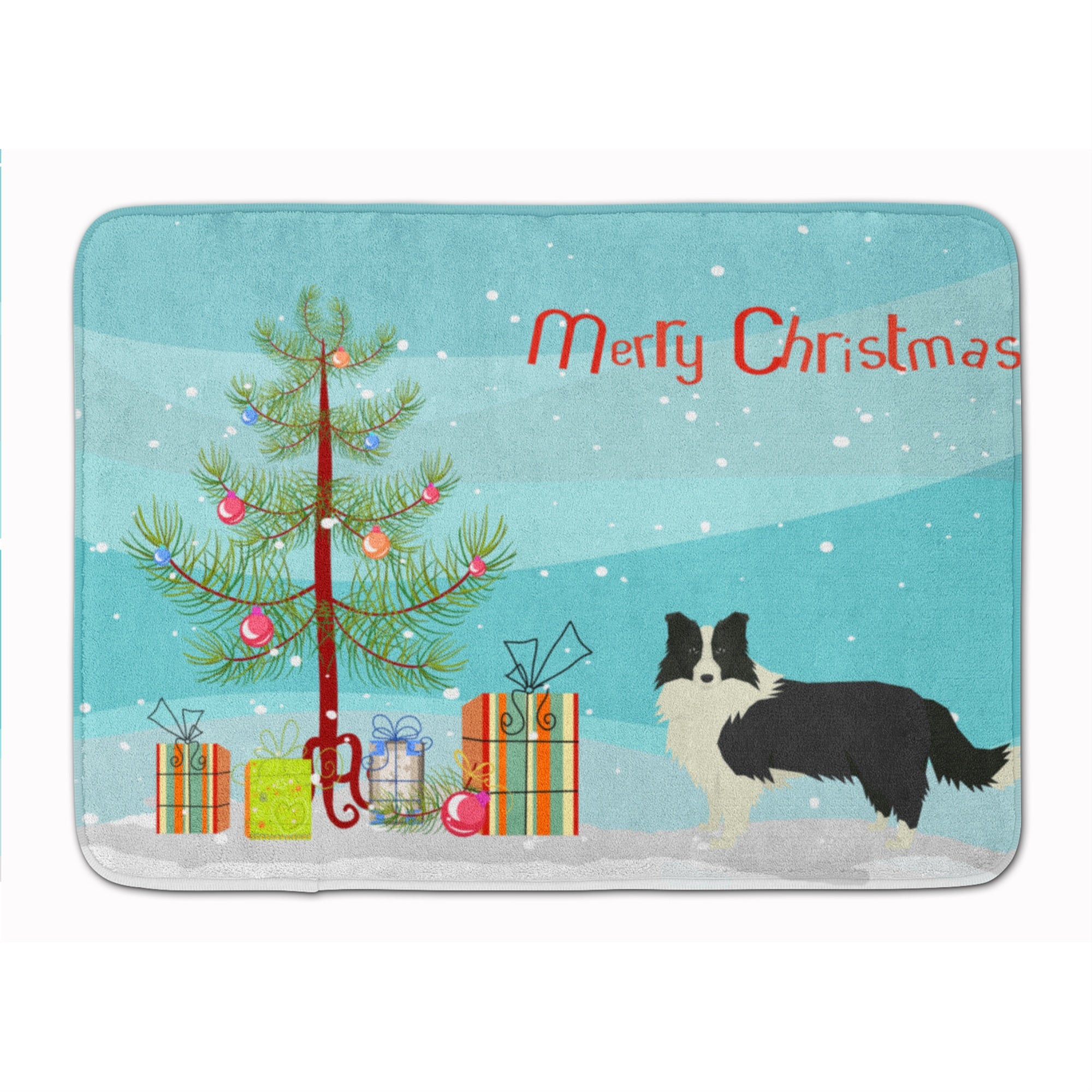 'Caroline'S Treasures Border Collie Christmas Tree Machine Washable Memory Foam Mat Doormats, Multicolor''