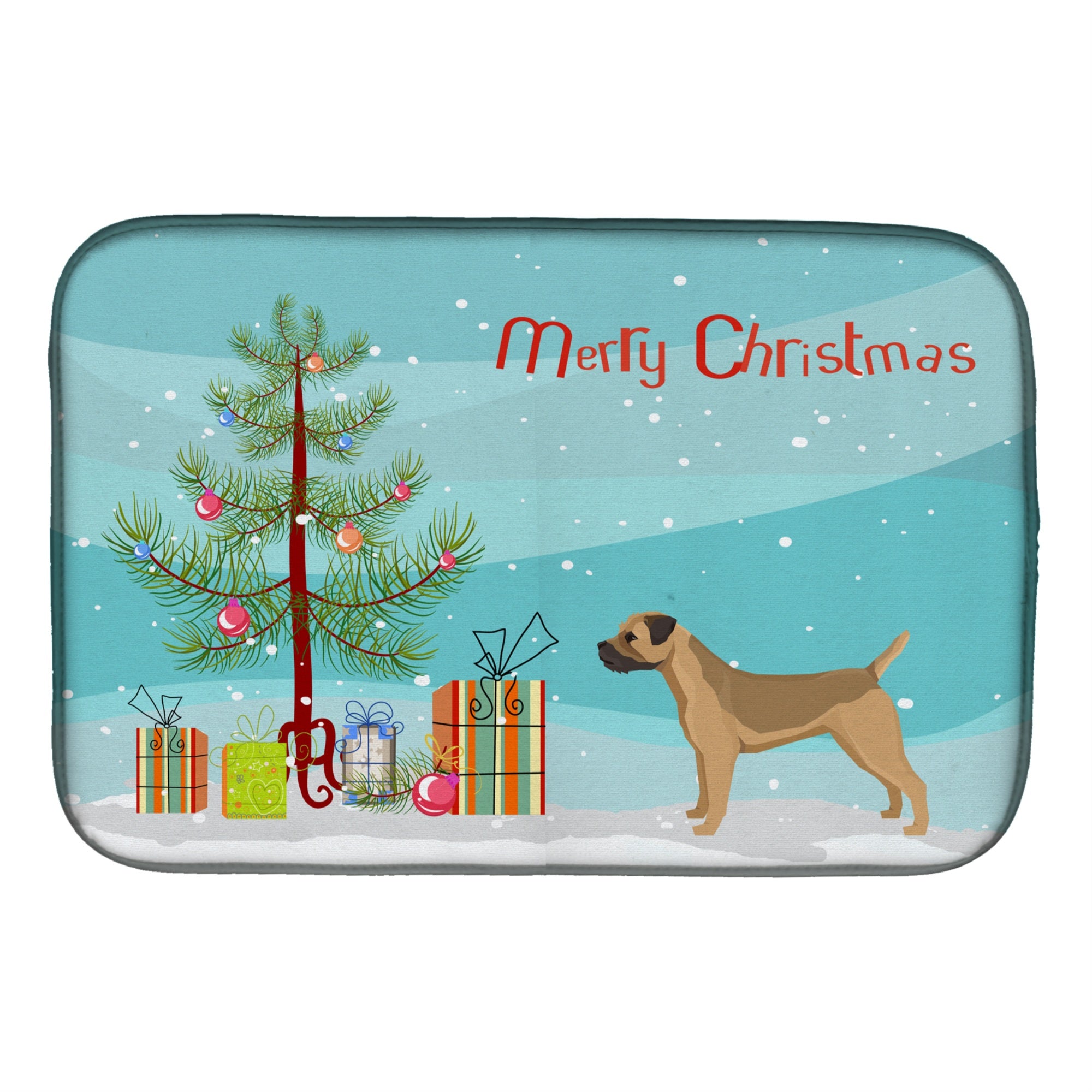 'Caroline'S Treasures Ck3523Ddm Border Terrier Christmas Tree Dish-Drying-Mats, 14 X 21, Multicolor''