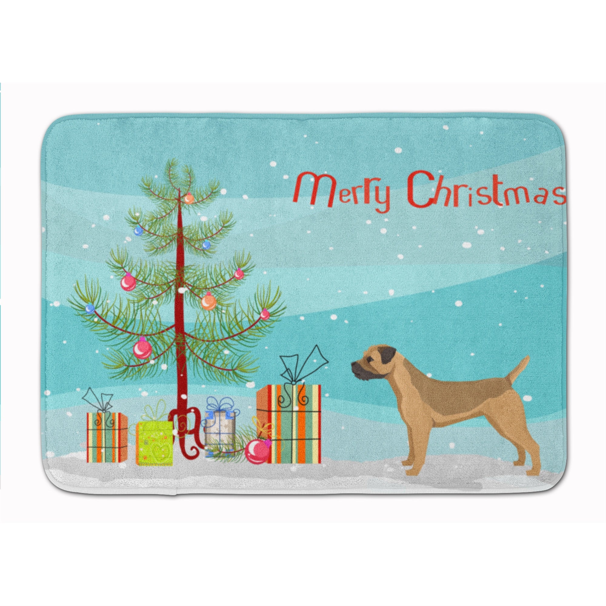 'Caroline'S Treasures Border Terrier Christmas Tree Machine Washable Memory Foam Mat Doormats, Multicolor''
