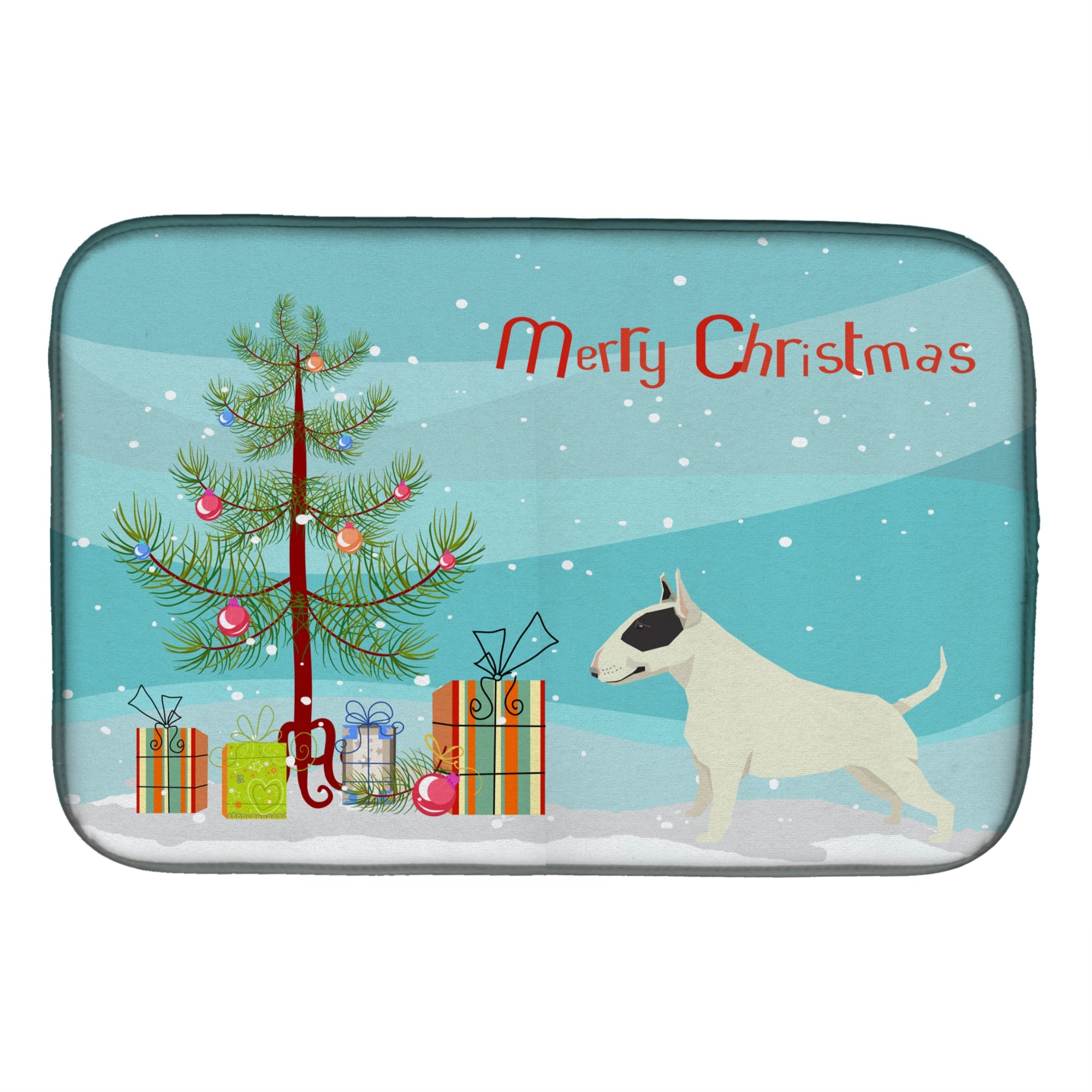 'Caroline'S Treasures Black And White Bull Terrier Christmas Tree Dish-Drying-Mats, 14 X 21, Multicolor''