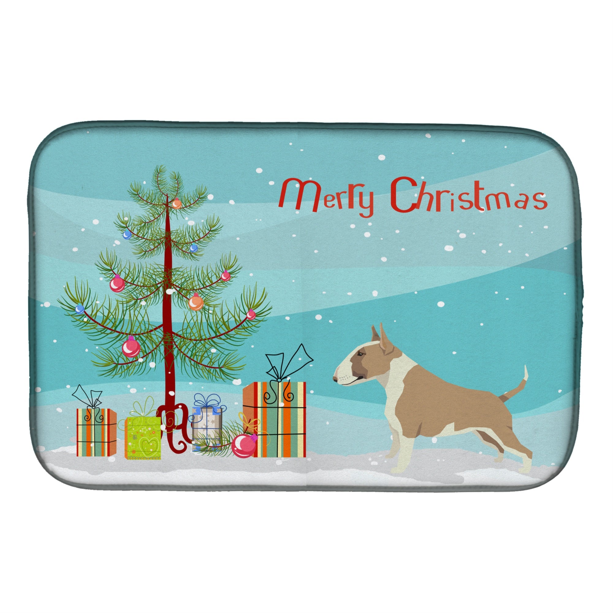 'Caroline'S Treasures Fawn And White Bull Terrier Christmas Tree Dish-Drying-Mats, 14 X 21, Multicolor''