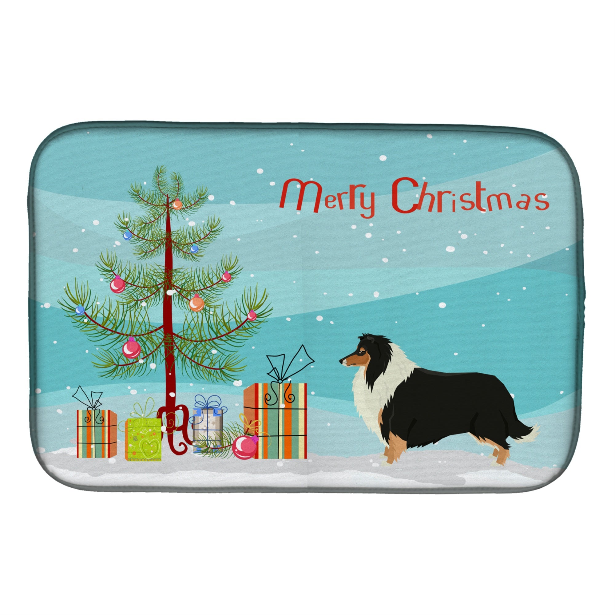 'Caroline'S Treasures Ck3532Ddm Collie Christmas Tree Dish-Drying-Mats, 14 X 21, Multicolor''
