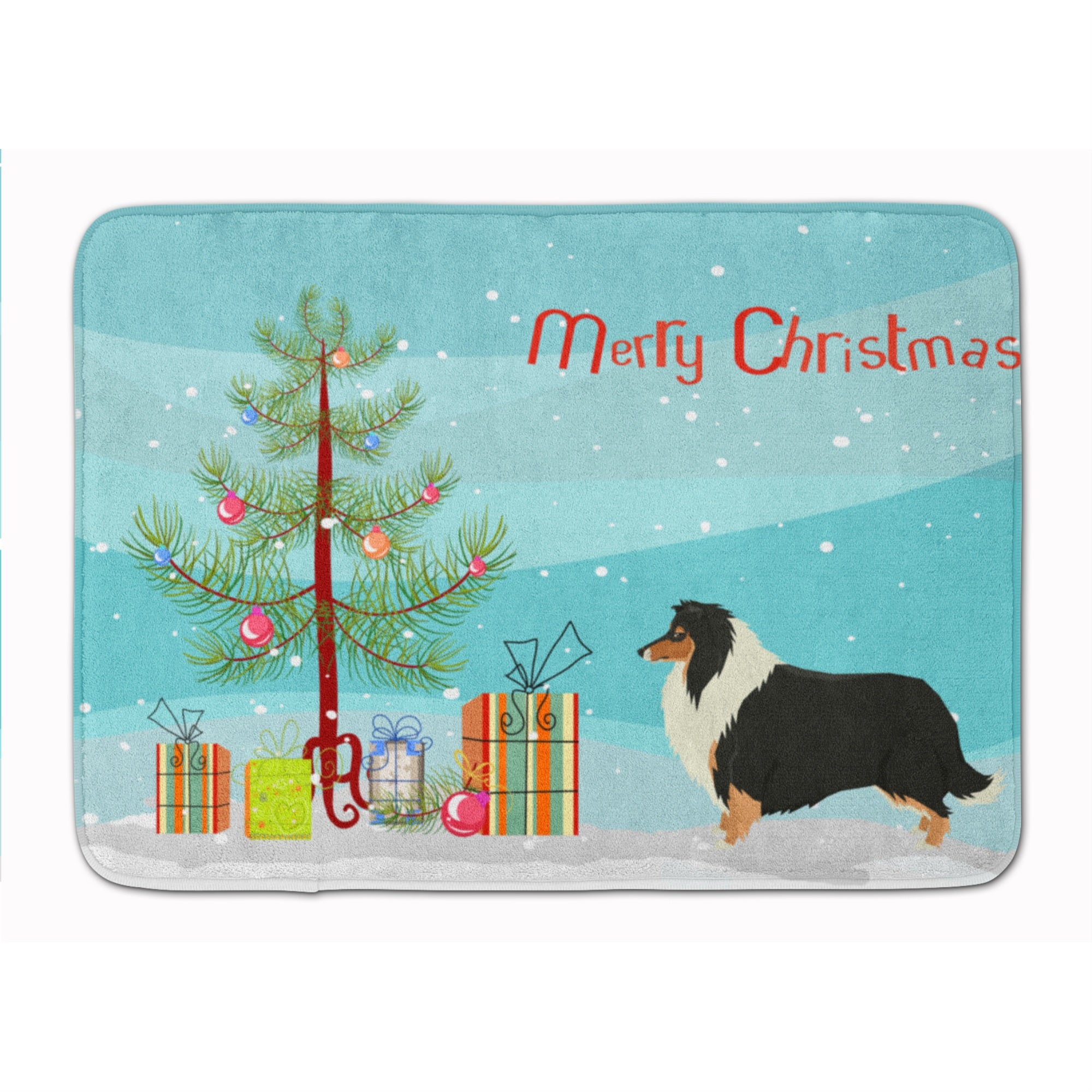 'Caroline'S Treasures Collie Christmas Tree Machine Washable Memory Foam Mat Doormats, Multicolor''