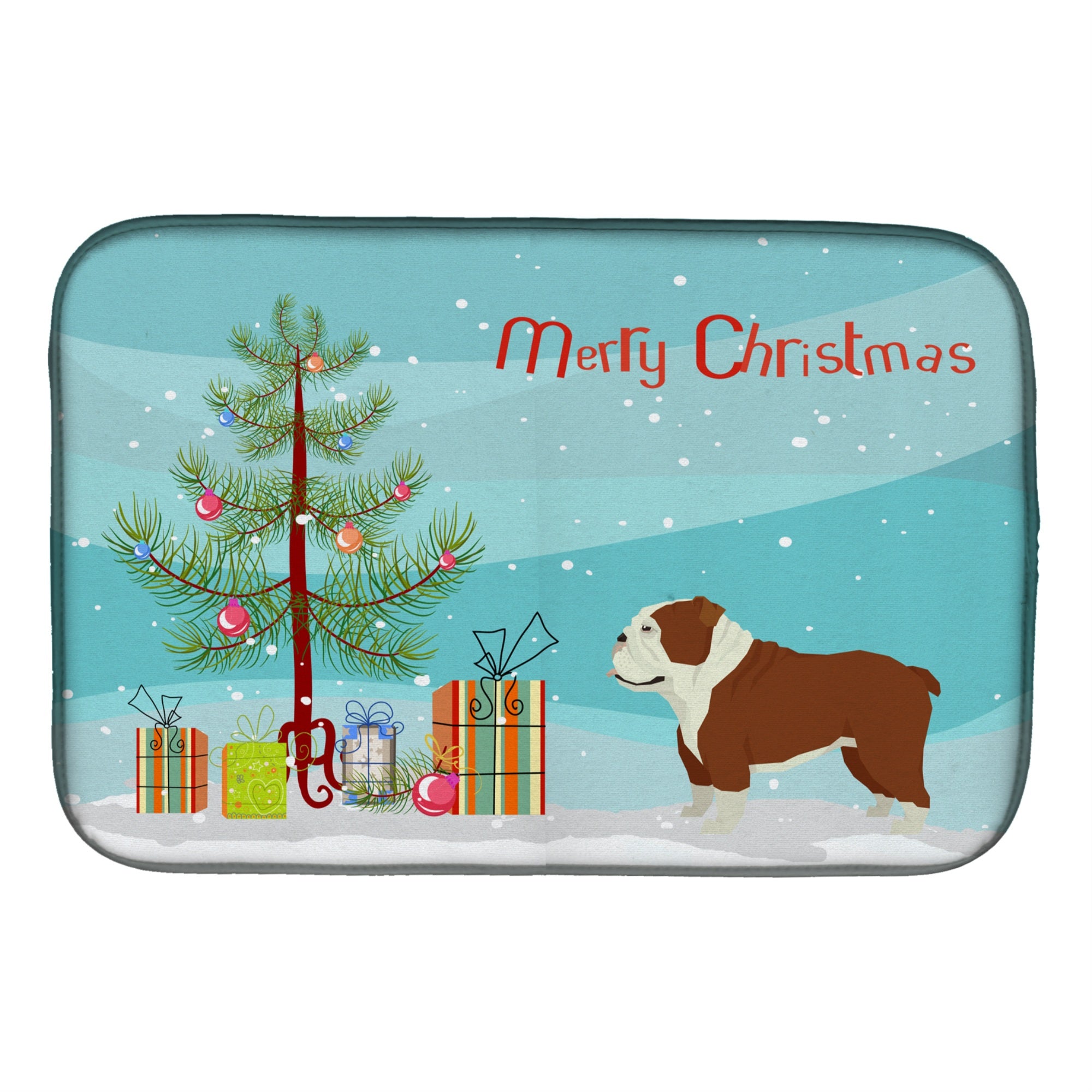 'Caroline'S Treasures Ck3536Ddm English Bulldog Christmas Tree Dish-Drying-Mats, 14 X 21, Multicolor''