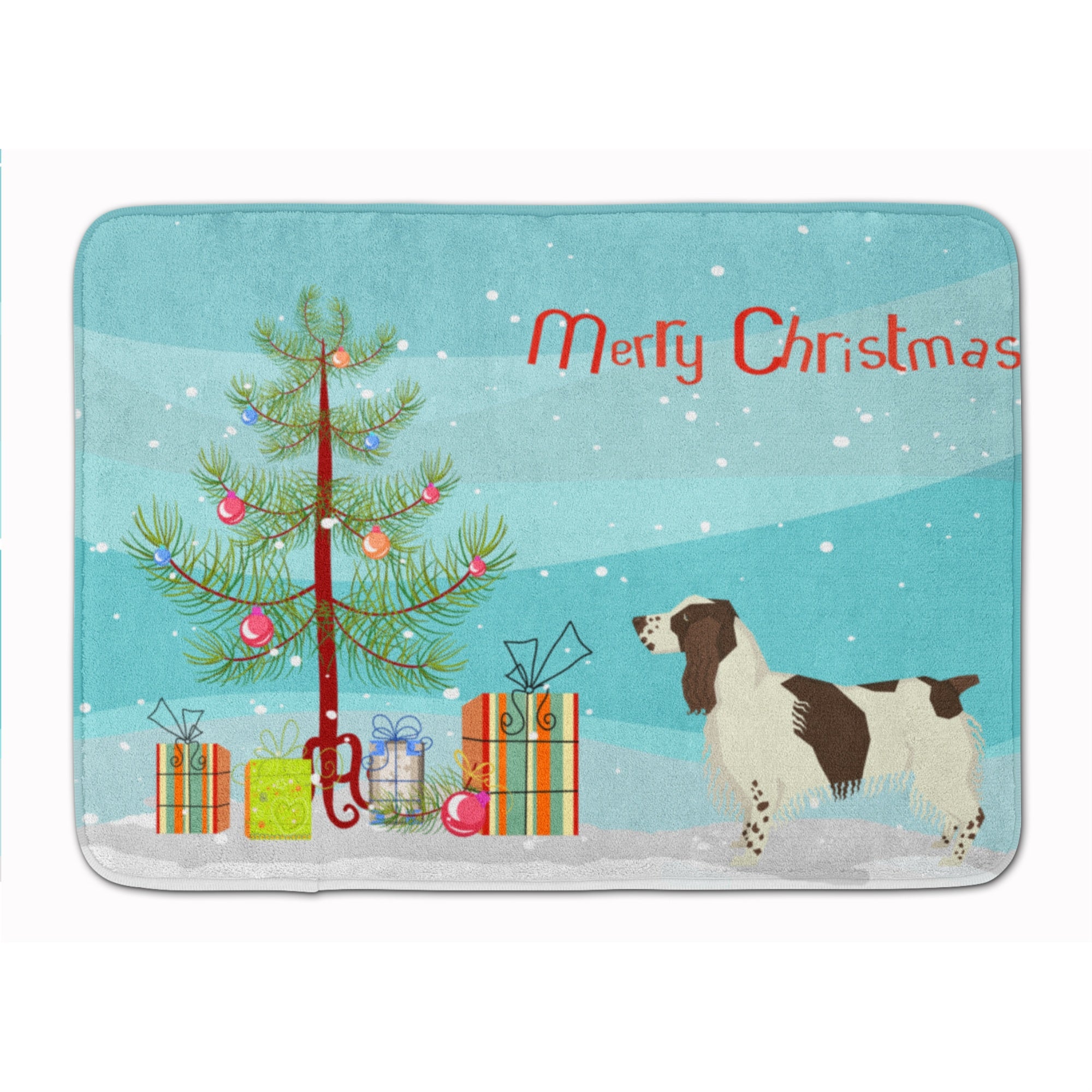 'Caroline'S Treasures English Springer Spaniel Christmas Tree Machine Washable Memory Foam Mat Doormats, Multicolor''
