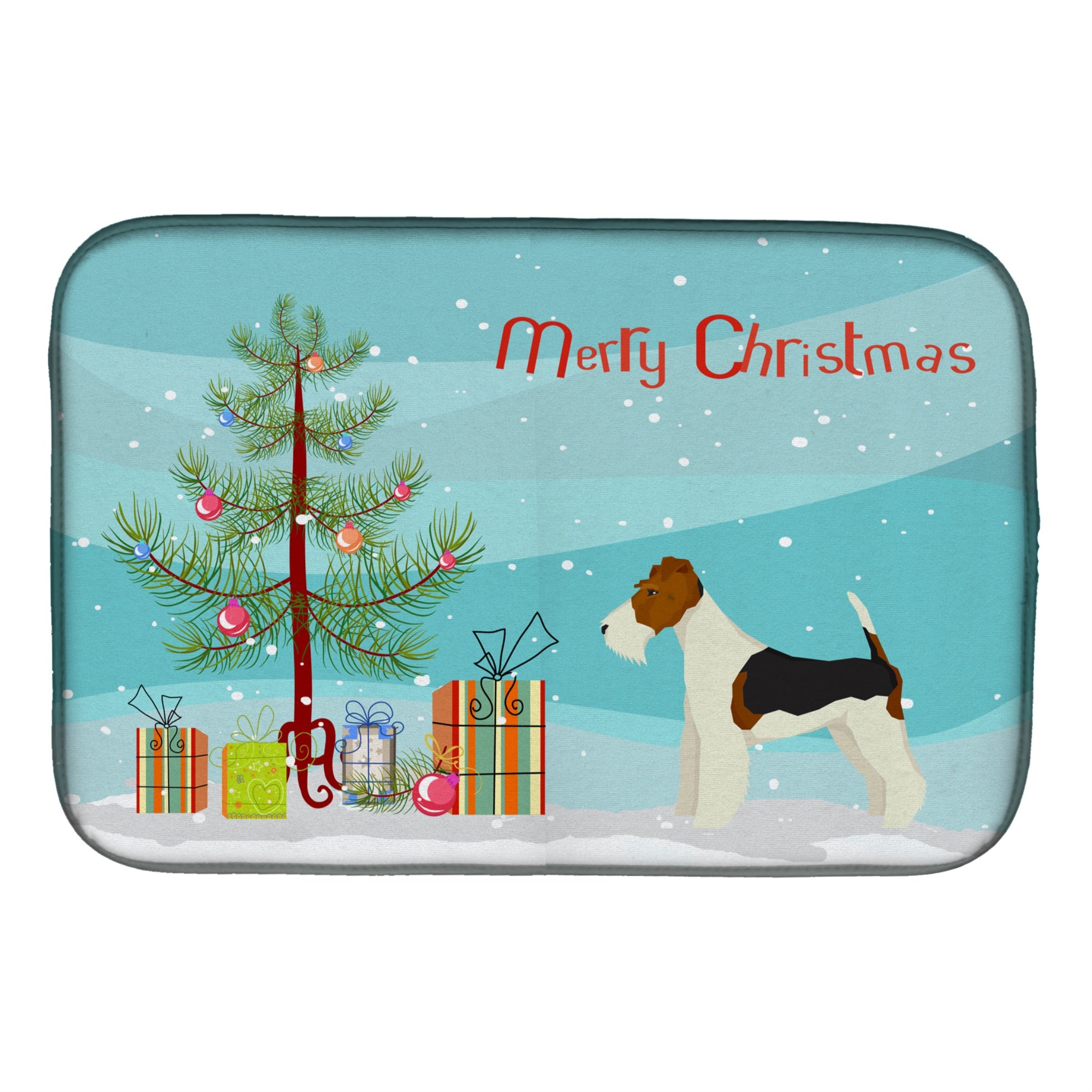 'Caroline'S Treasures Ck3538Ddm Fox Terrier Christmas Tree Dish-Drying-Mats, 14 X 21, Multicolor''