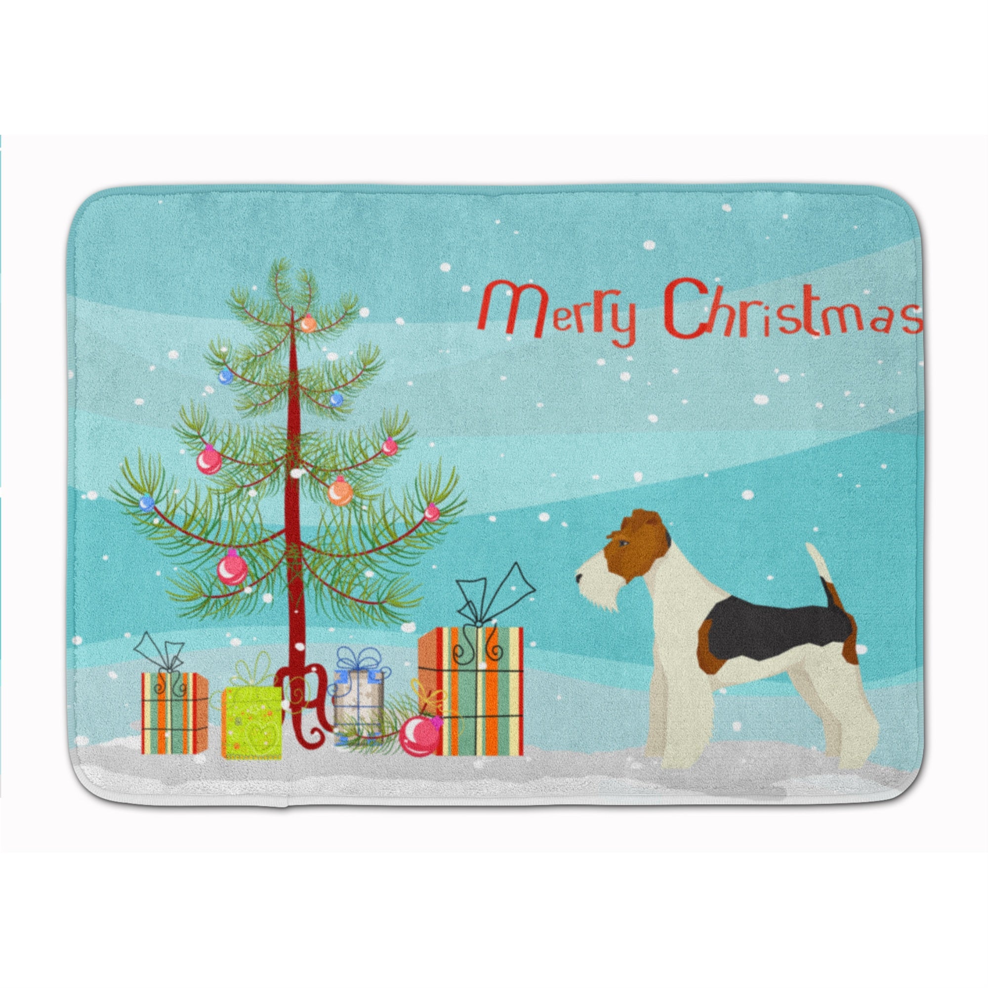 'Caroline'S Treasures Fox Terrier Christmas Tree Machine Washable Memory Foam Mat Doormats, Multicolor''