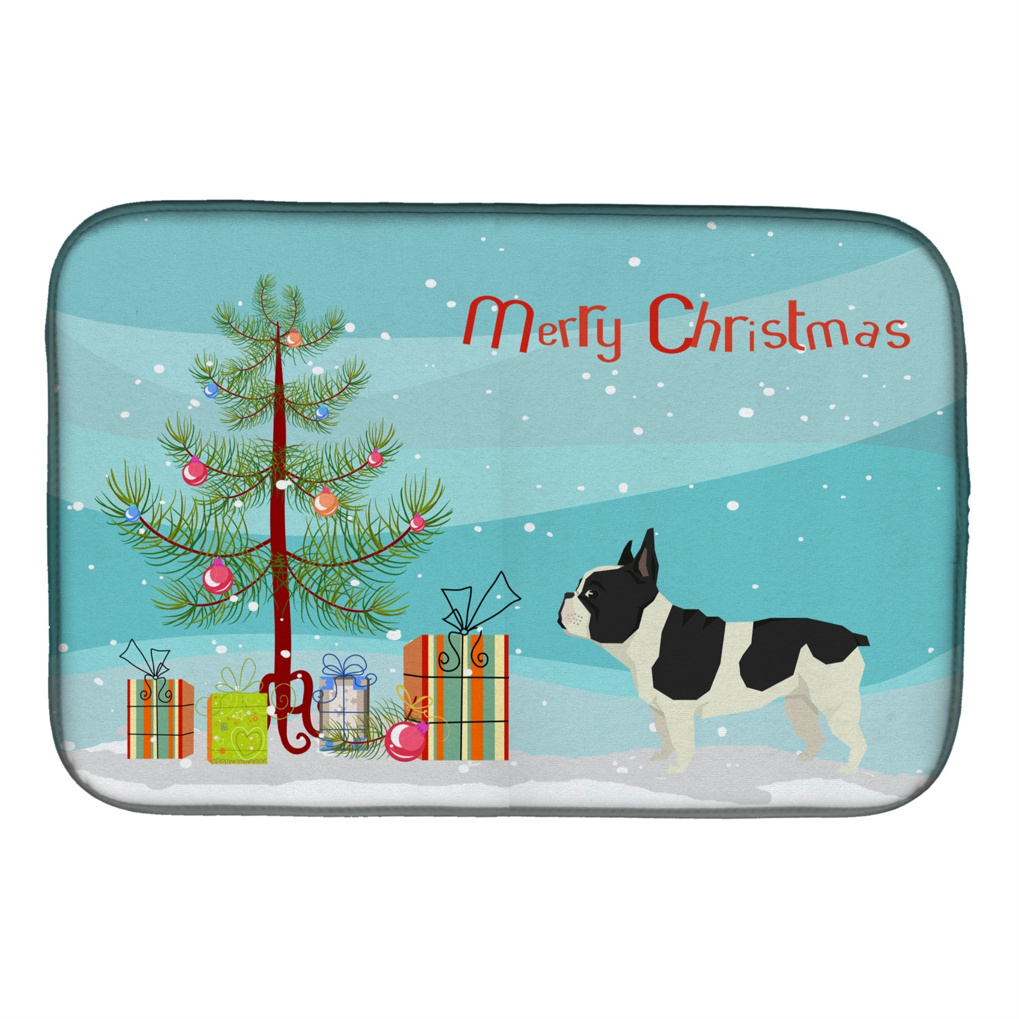 'Caroline'S Treasures Ck3539Ddm French Bulldog Christmas Tree Dish-Drying-Mats, 14 X 21, Multicolor''