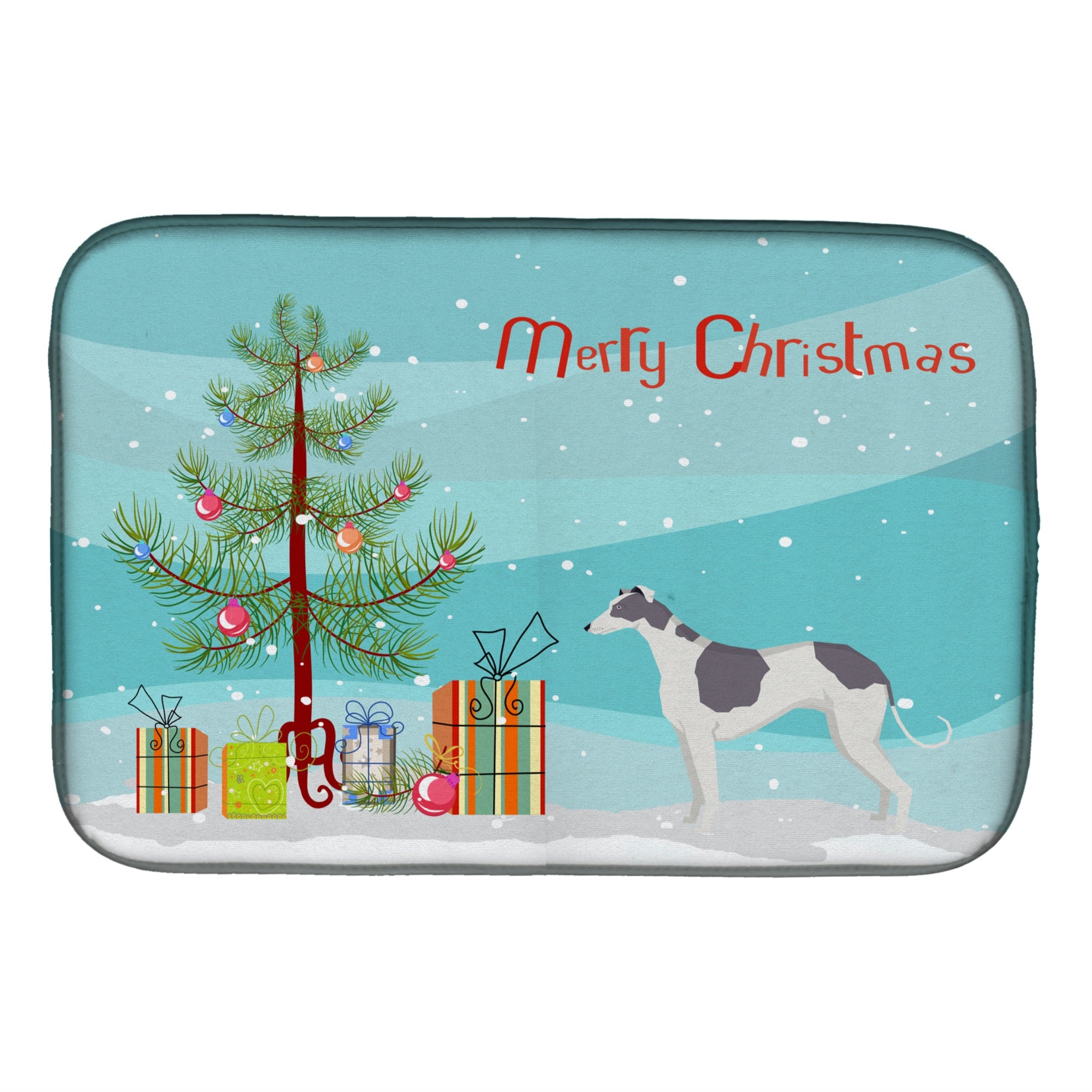 'Caroline'S Treasures Ck3543Ddm Greyhound Christmas Tree Dish-Drying-Mats, 14 X 21, Multicolor''