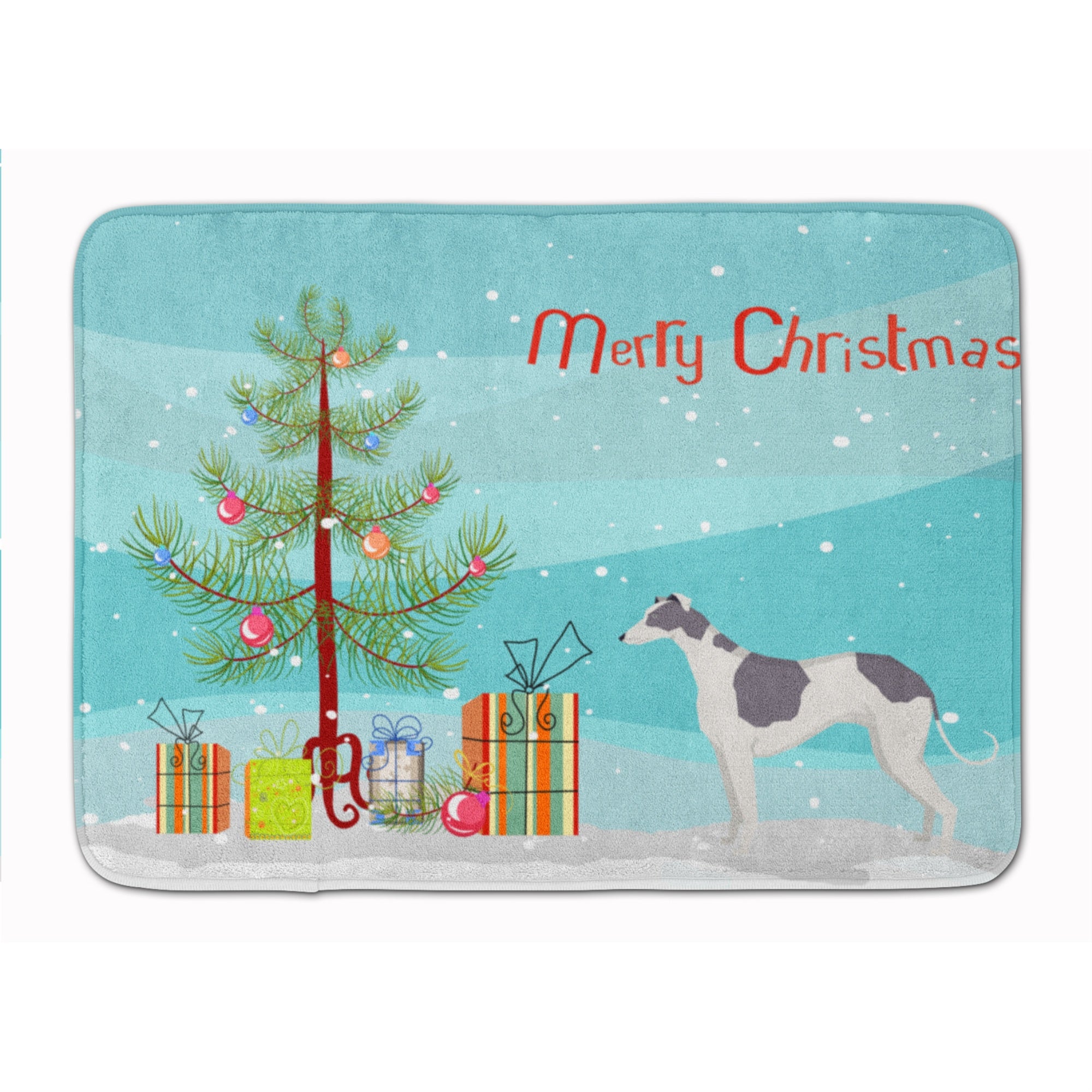 'Caroline'S Treasures Greyhound Christmas Tree Machine Washable Memory Foam Mat Doormats, Multicolor''
