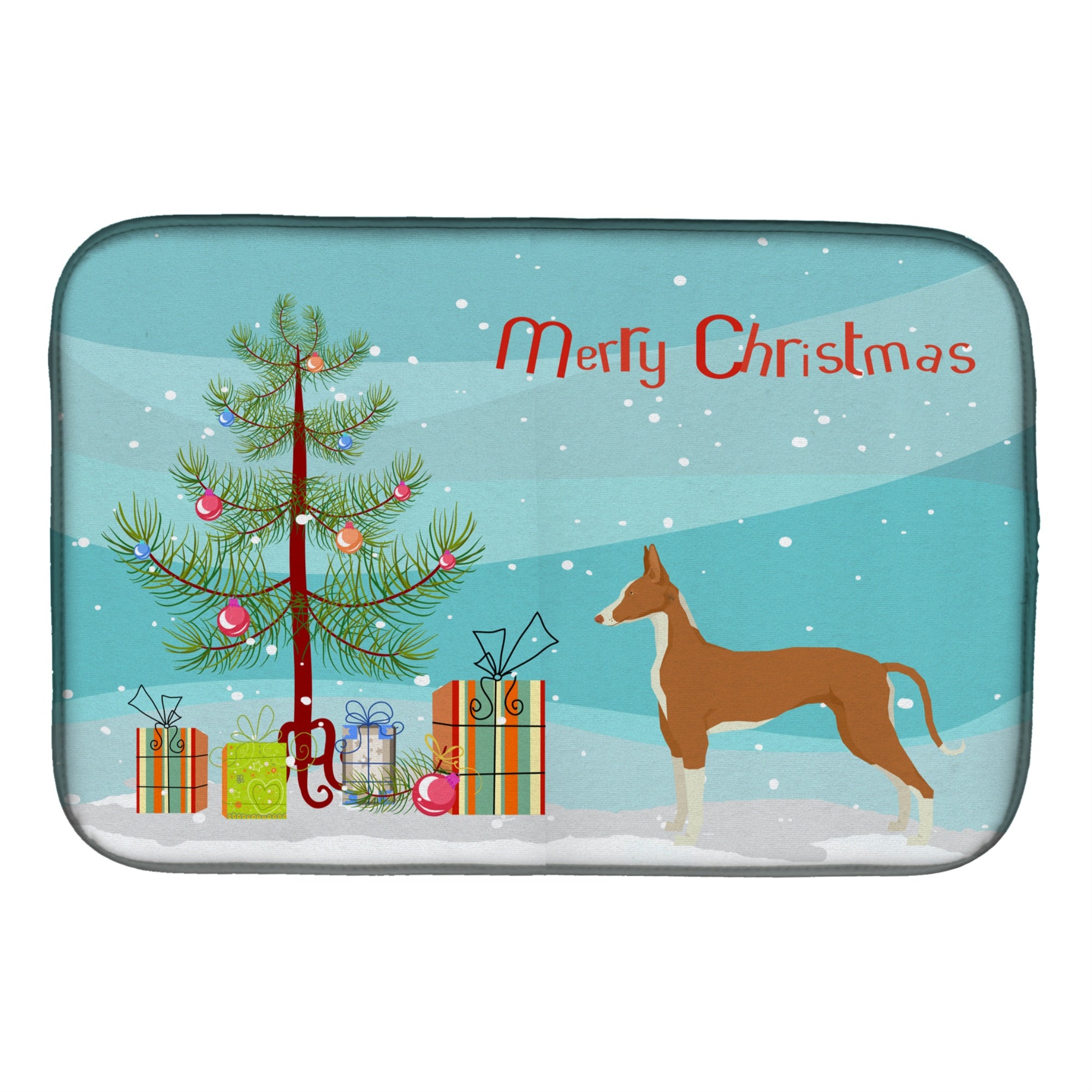 'Caroline'S Treasures Ck3545Ddm Ibizan Hound Christmas Tree Dish-Drying-Mats, 14 X 21, Multicolor''
