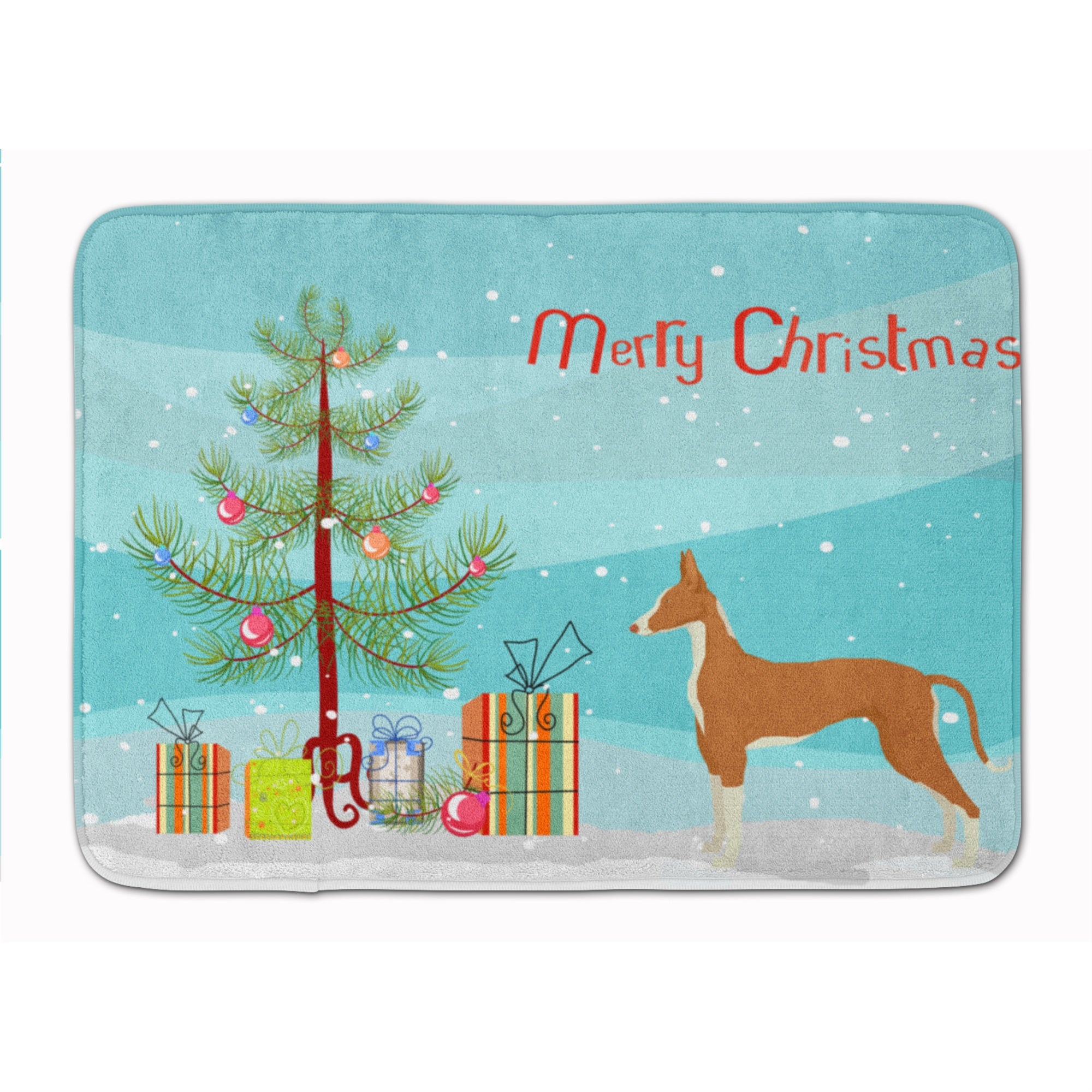 'Caroline'S Treasures Ibizan Hound Christmas Tree Machine Washable Memory Foam Mat Doormats, Multicolor''