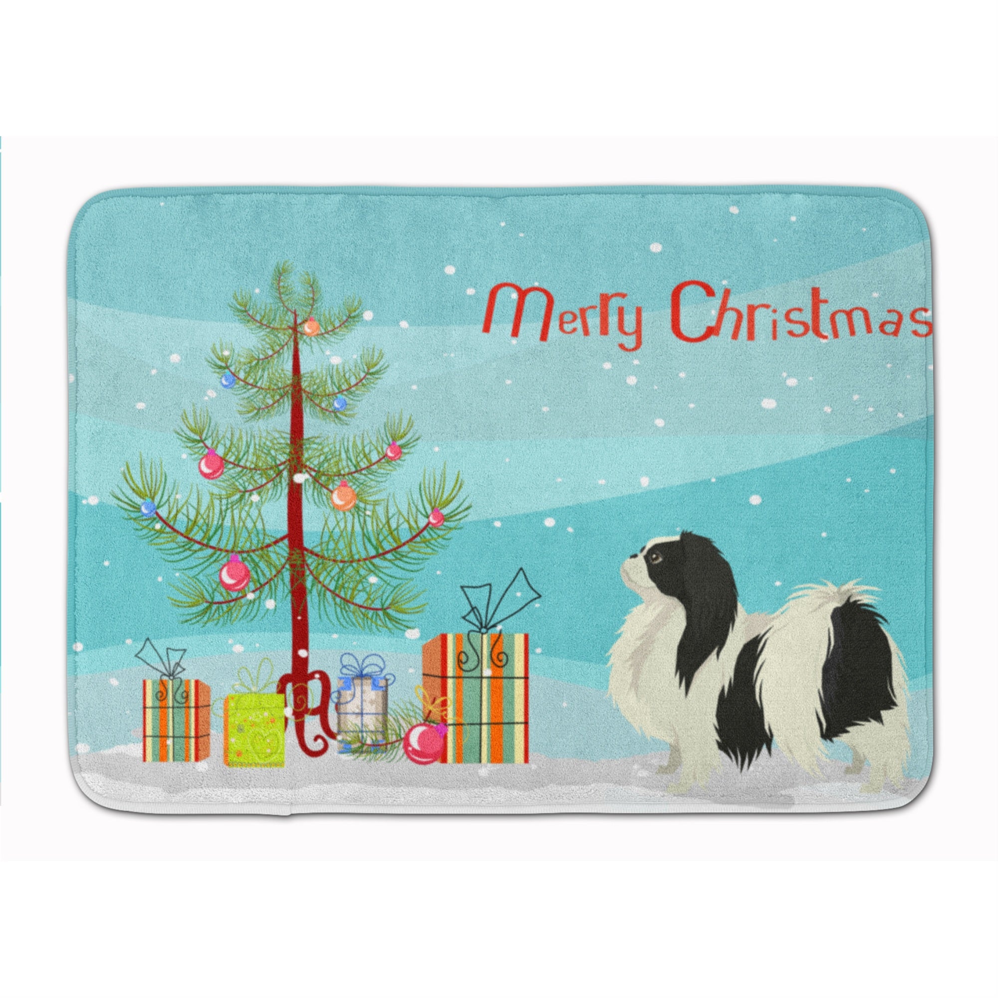 Carolines Treasures Japanese Chin Christmas Tree Machine Washable Memory Foam Mat doormats, Multicolor