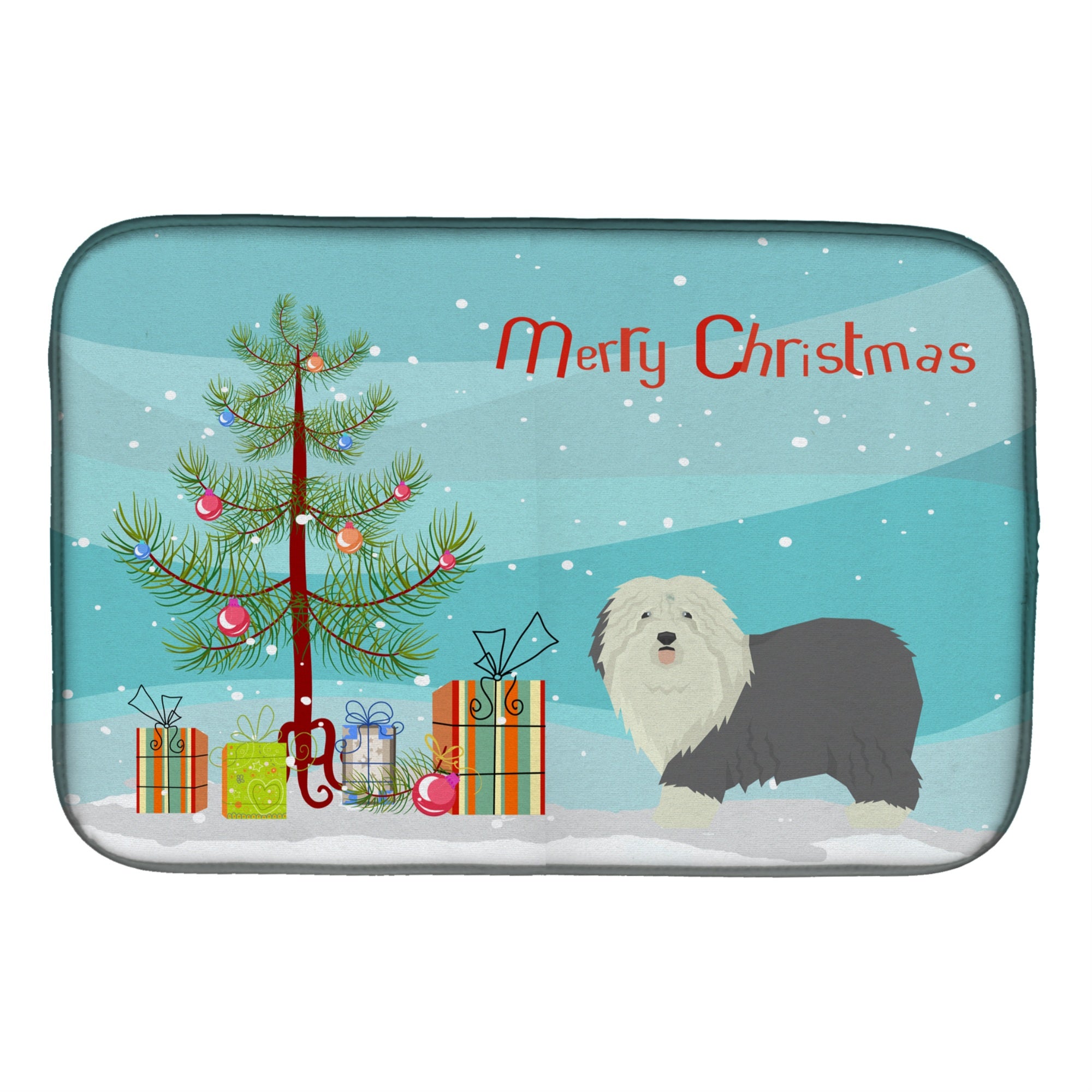 'Caroline'S Treasures Ck3552Ddm Old English Sheepdog Christmas Tree Dish-Drying-Mats, 14 X 21, Multicolor''