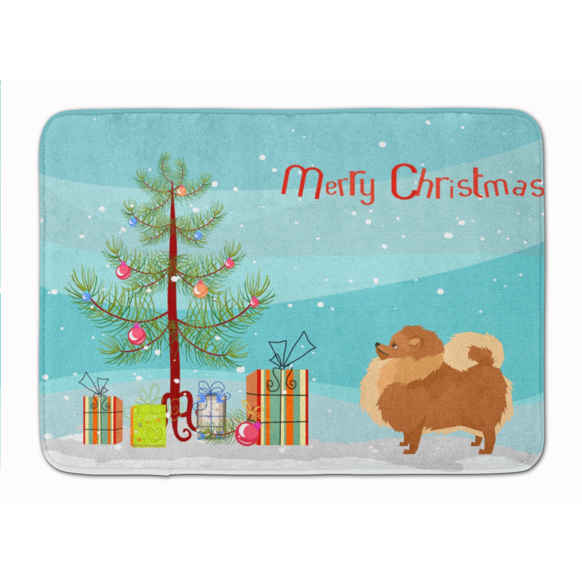 Carolines Treasures Pomeranian Christmas Tree Machine Washable Memory Foam Mat doormats, Multicolor