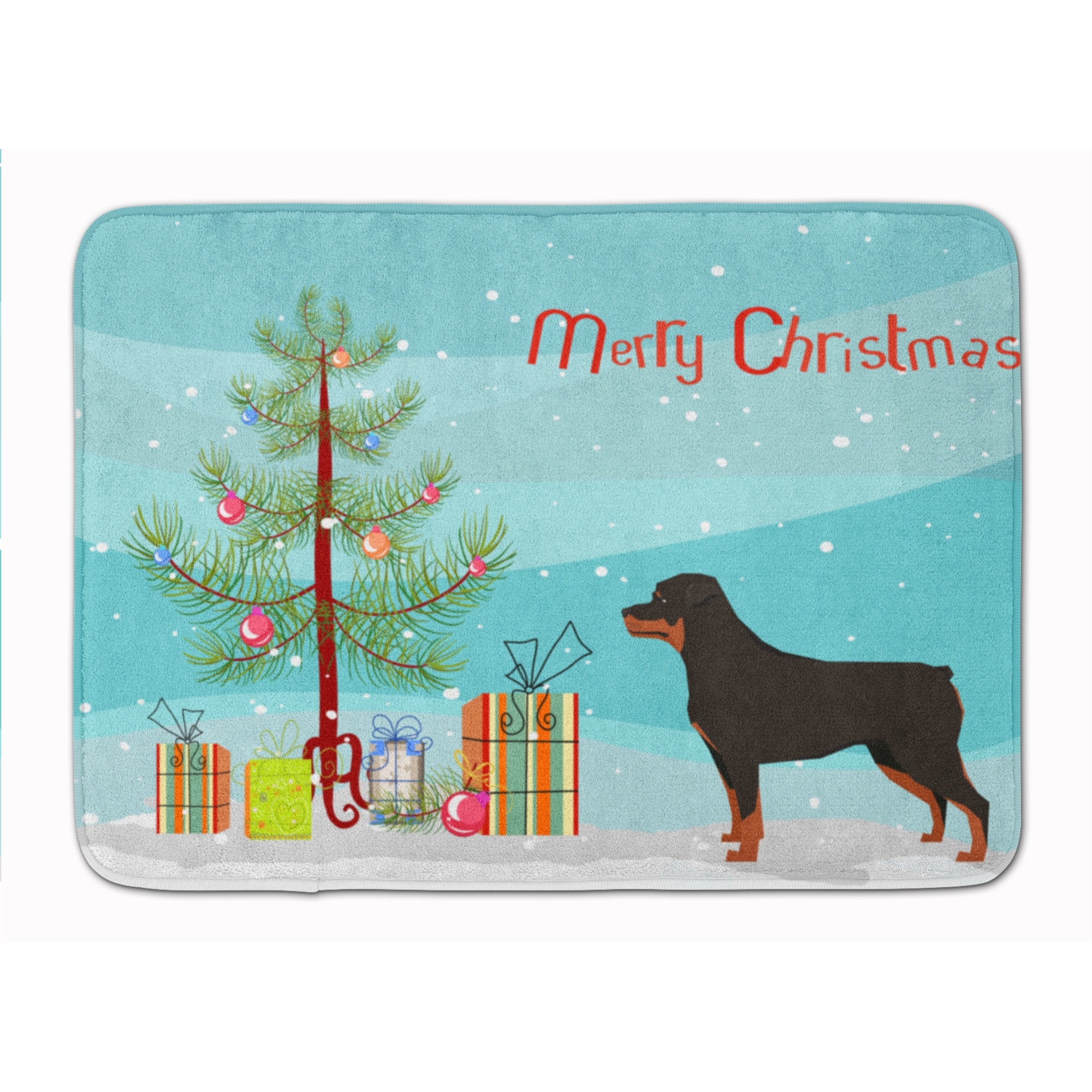 'Caroline'S Treasures Rottweiler Christmas Tree Machine Washable Memory Foam Mat Doormats, Multicolor''