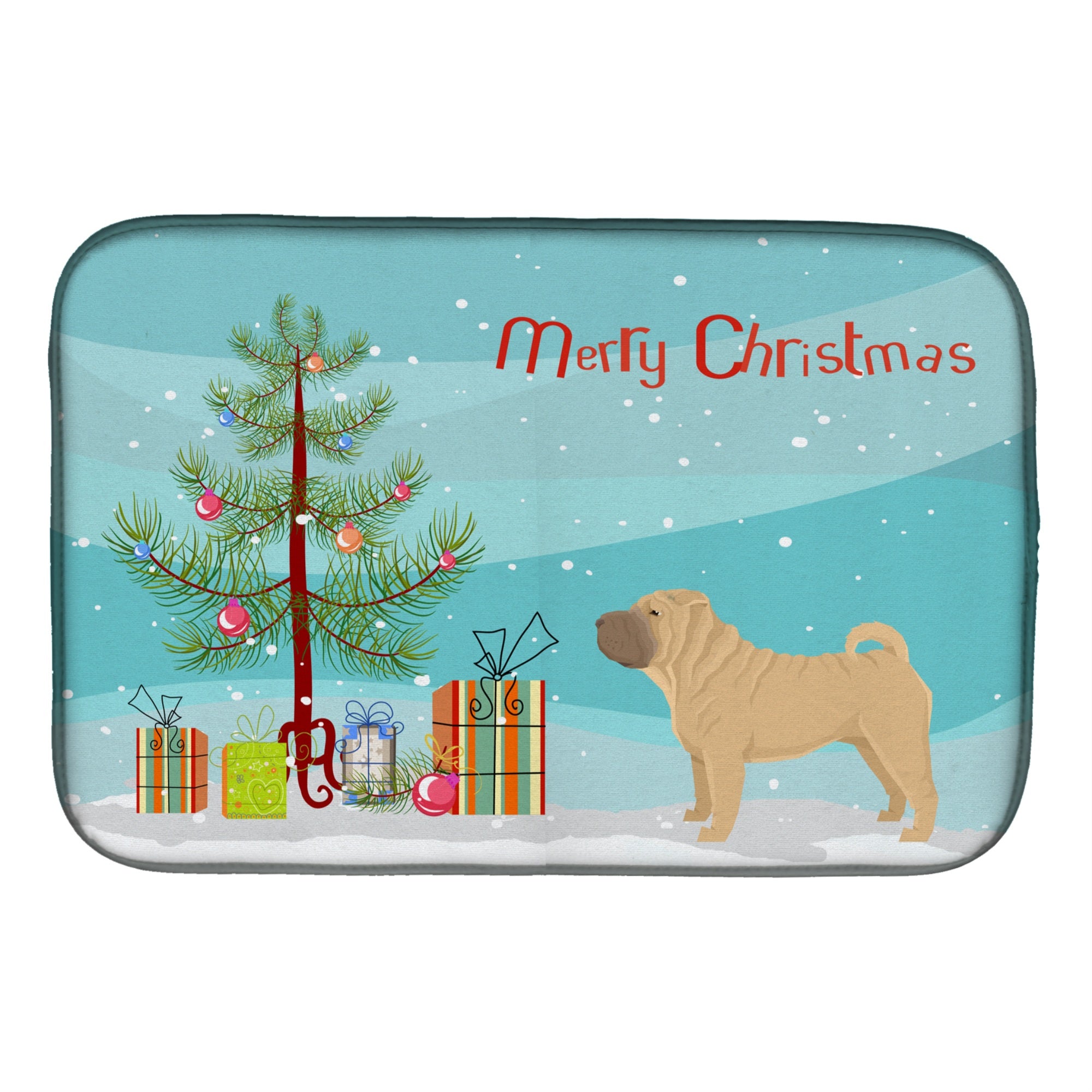 'Caroline'S Treasures Ck3562Ddm Shar Pei Christmas Tree Dish-Drying-Mats, 14 X 21, Multicolor''