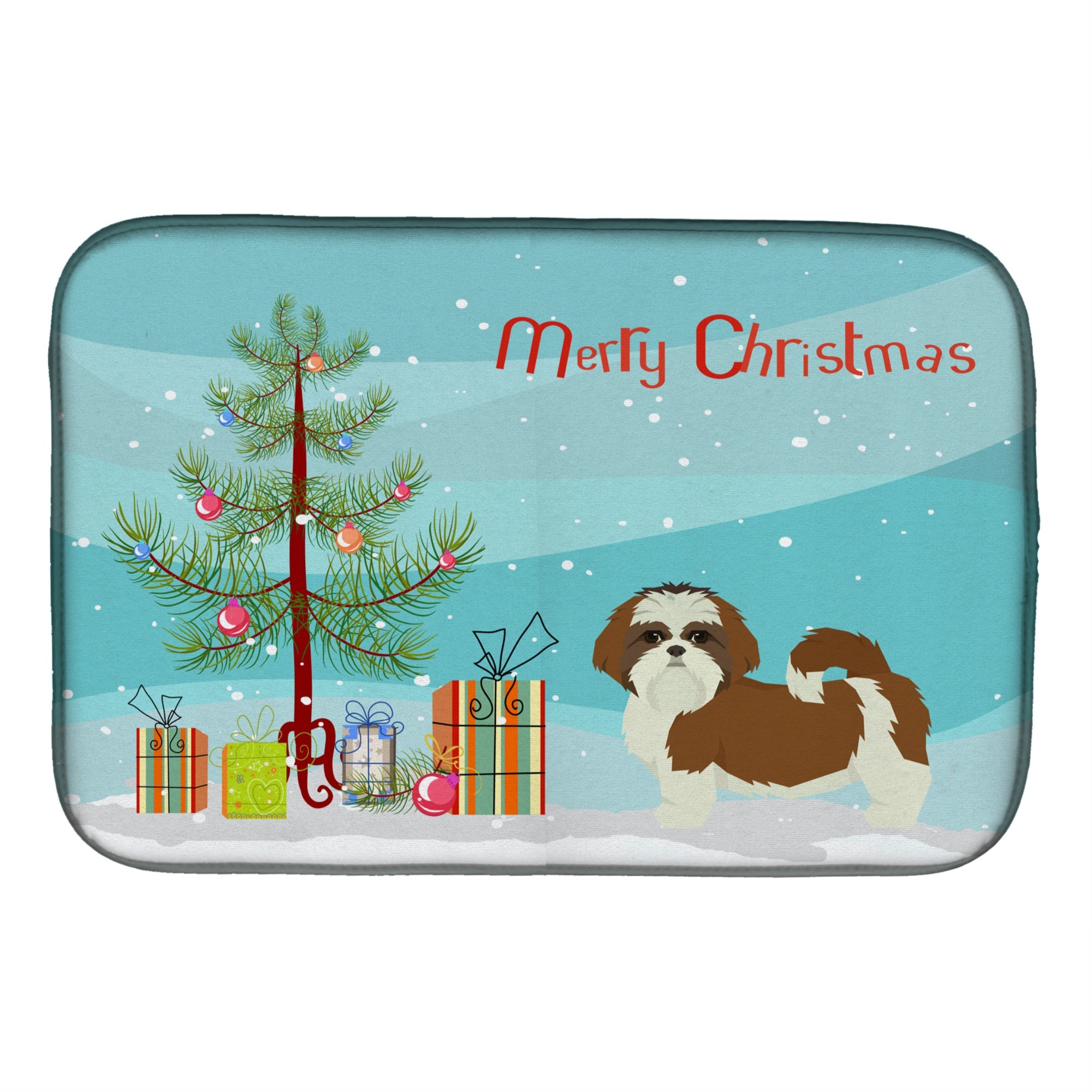 'Caroline'S Treasures Ck3563Ddm Shih Tzu Christmas Tree Dish-Drying-Mats, 14 X 21, Multicolor''