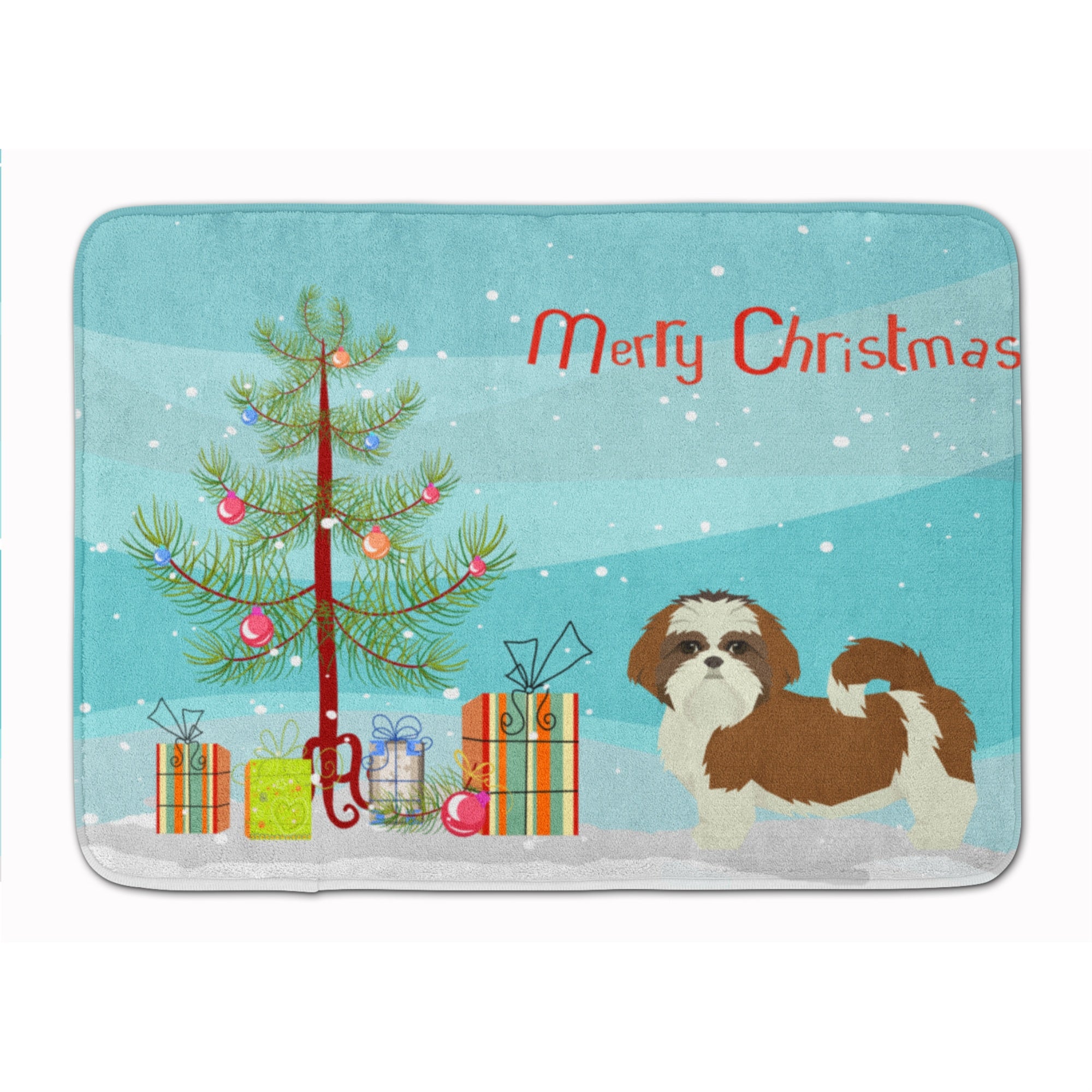 'Caroline'S Treasures Shih Tzu Christmas Tree Machine Washable Memory Foam Mat Doormats, Multicolor''