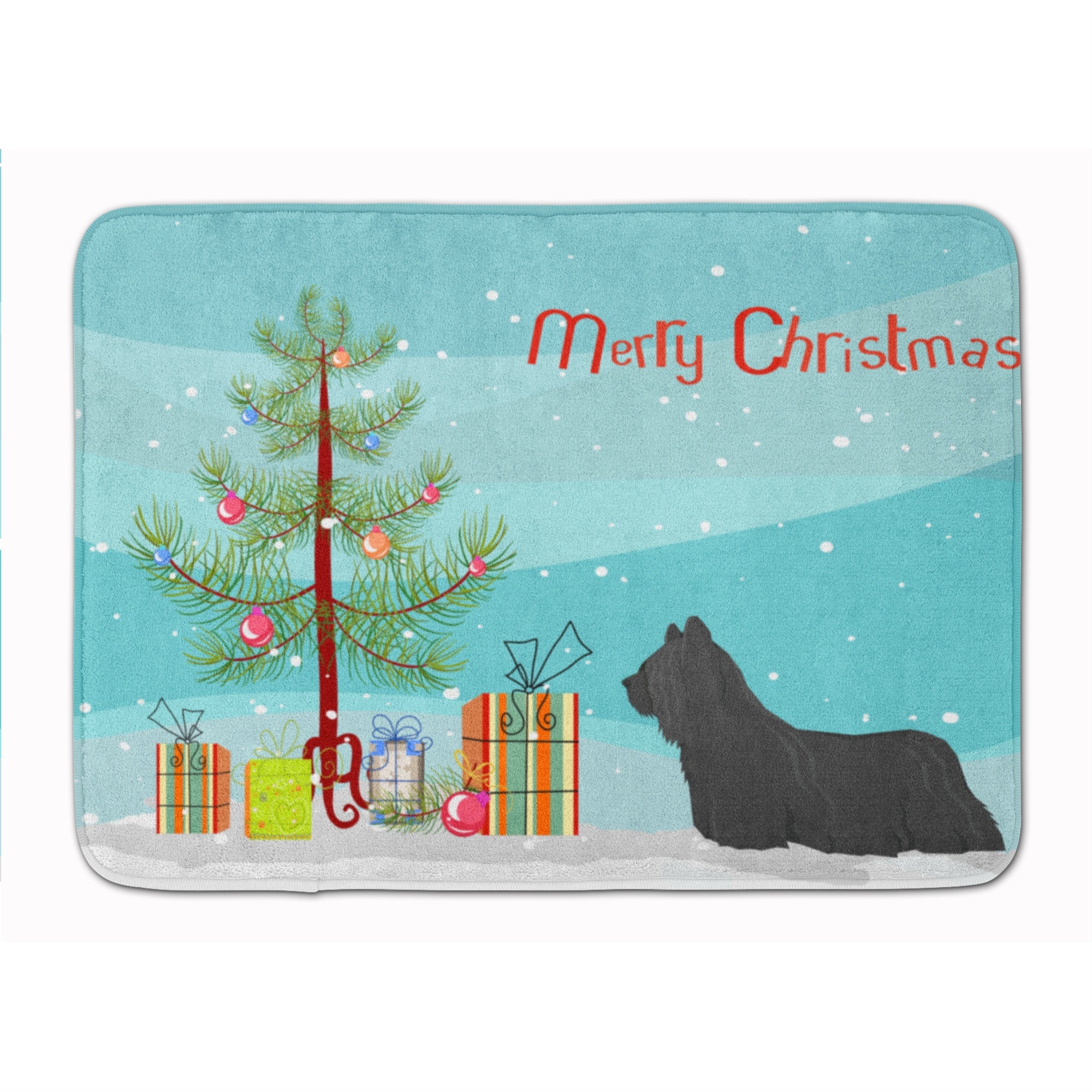 'Caroline'S Treasures Skye Terrier Christmas Tree Machine Washable Memory Foam Mat Doormats, Multicolor''