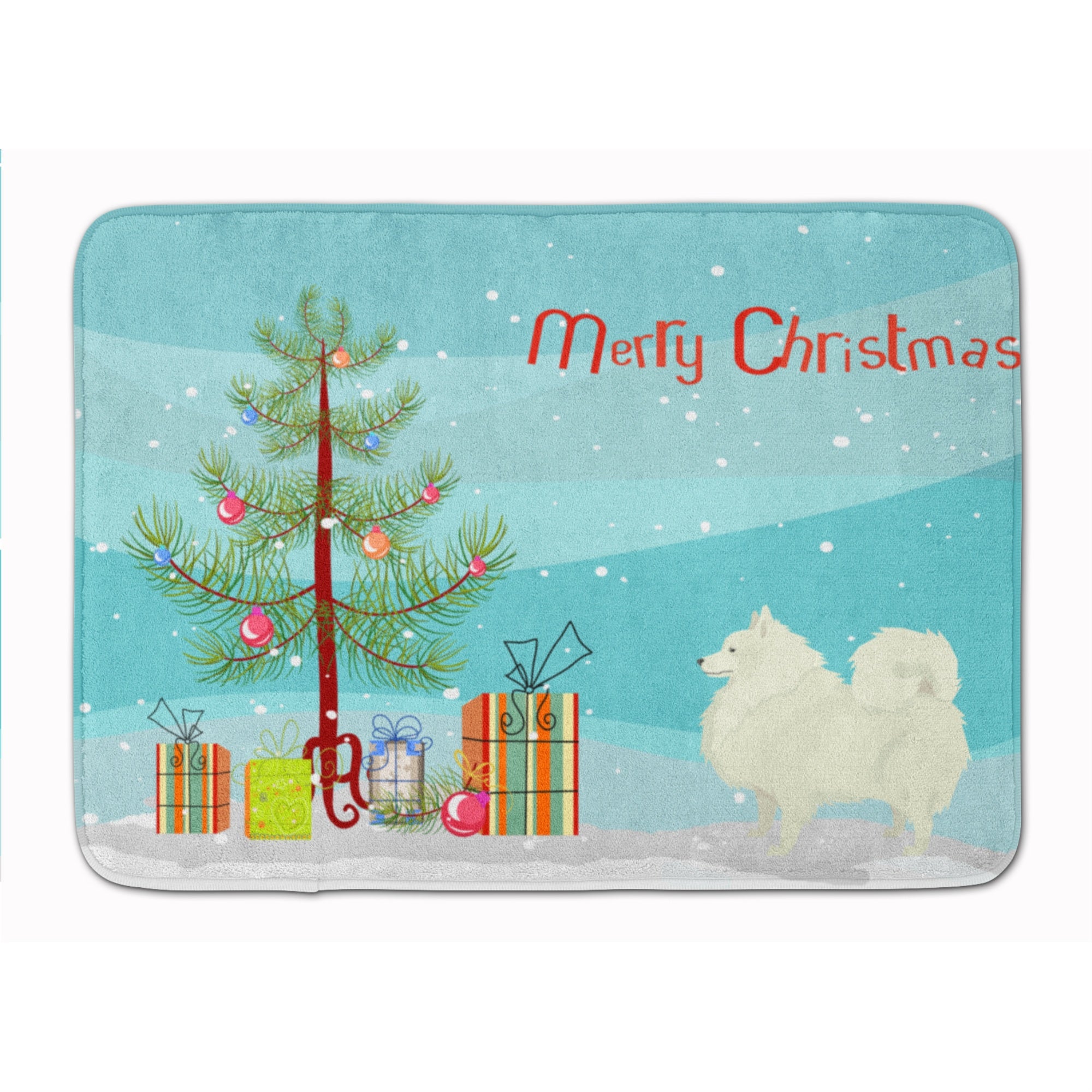 'Caroline'S Treasures Spitz Christmas Tree Machine Washable Memory Foam Mat Doormats, Multicolor''