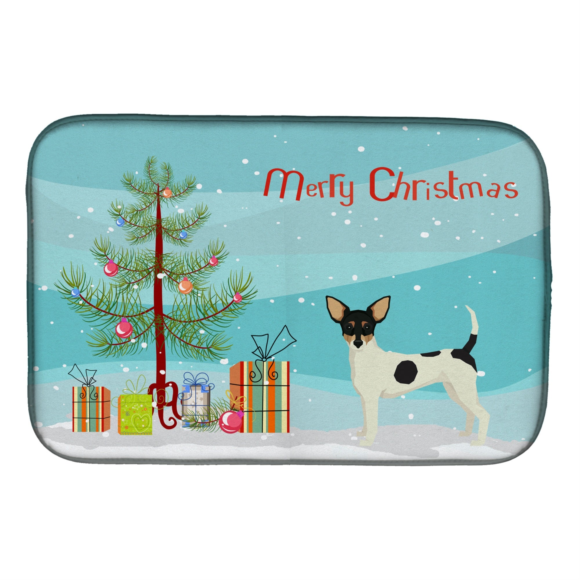 'Caroline'S Treasures Ck3567Ddm Toy Fox Terrier Christmas Tree Dish-Drying-Mats, 14 X 21, Multicolor''