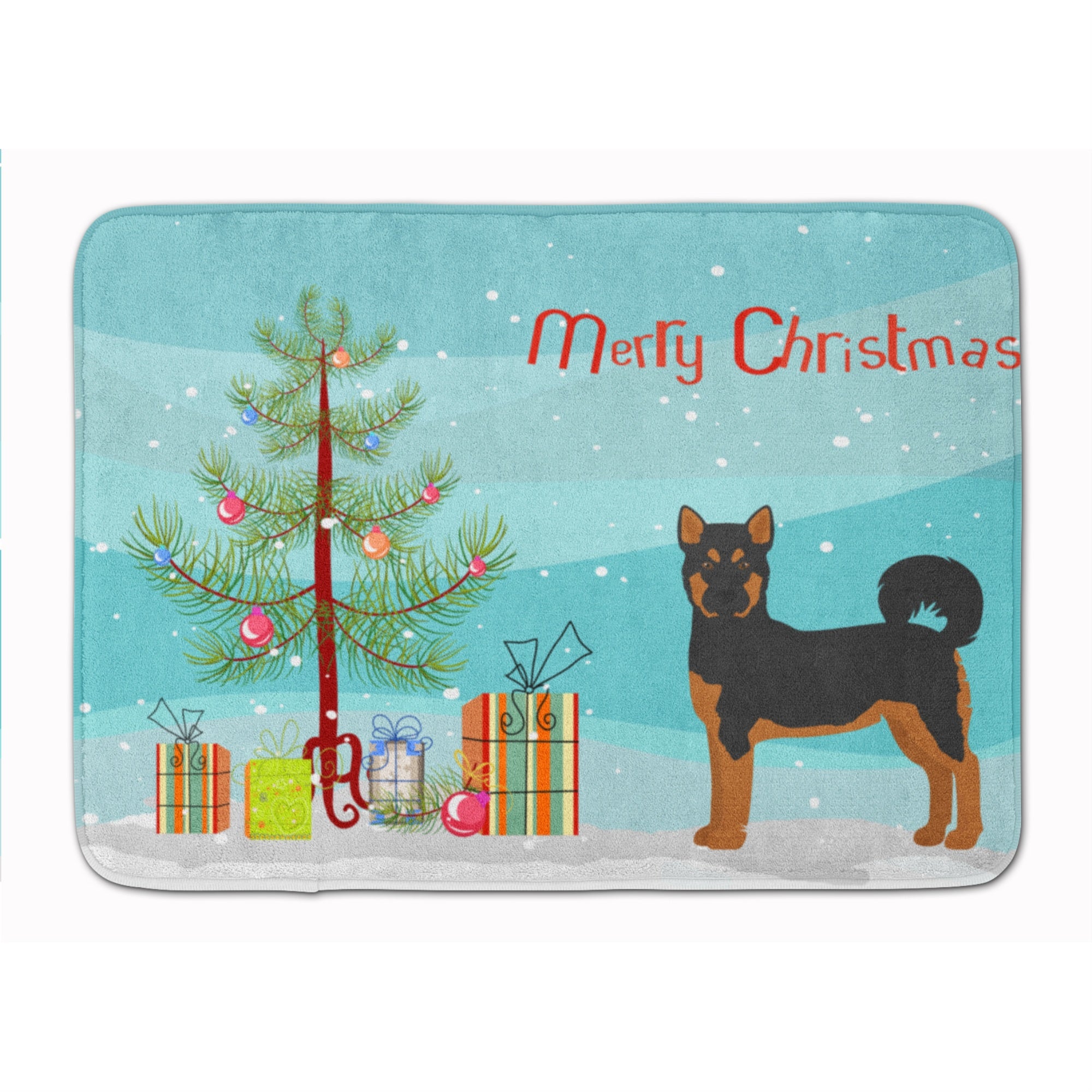 'Caroline'S Treasures Akita Shepherd Black And Tan Christmas Tree Machine Washable Memory Foam Mat Doormats, Multicolor''
