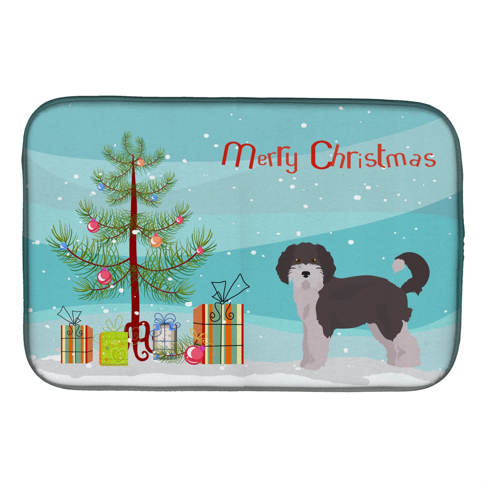 'Caroline'S Treasures Ck3800Ddm Aussiedoodle #1 Christmas Tree Dish-Drying-Mats, 14 X 21, Multicolor''
