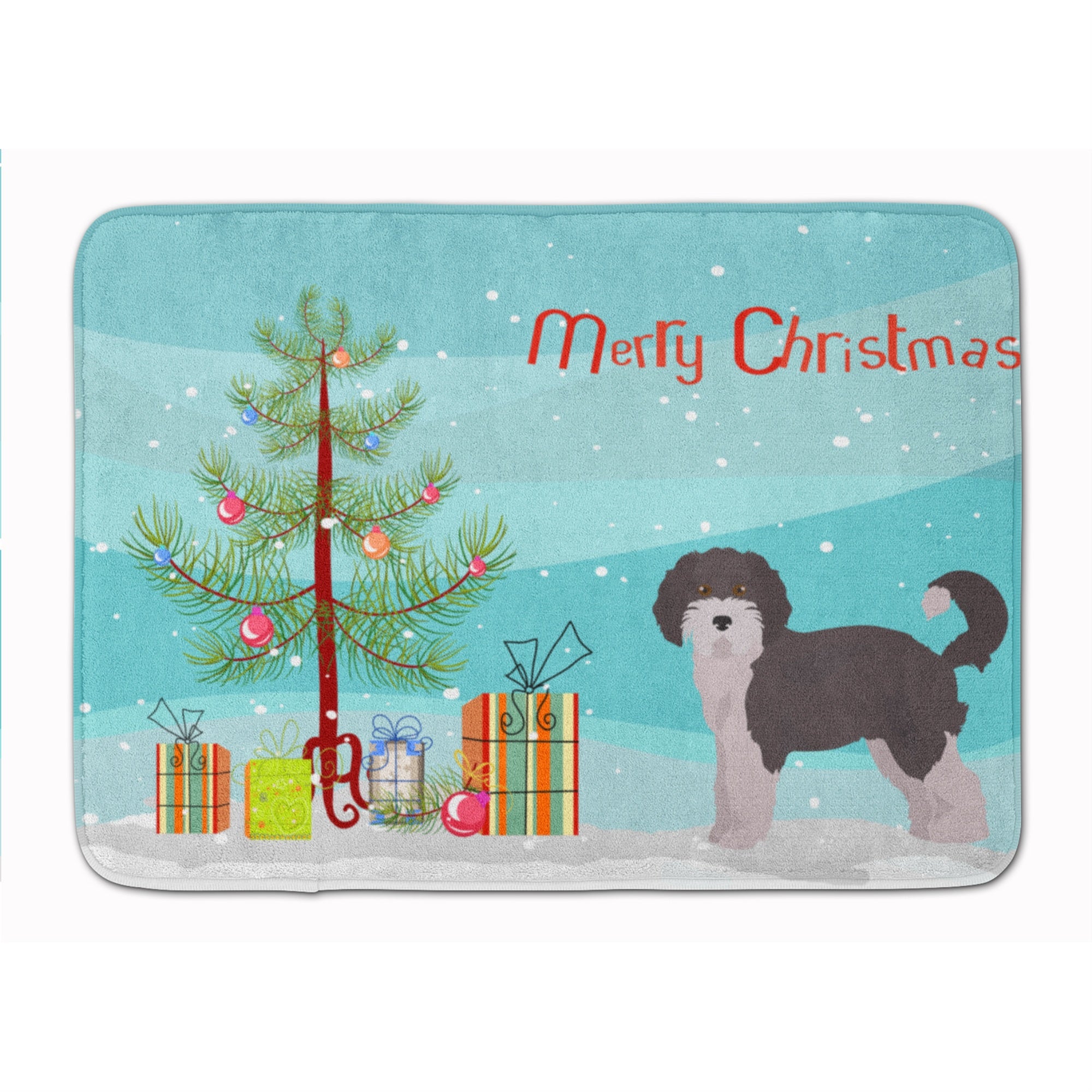 'Caroline'S Treasures Aussiedoodle #1 Christmas Tree Machine Washable Memory Foam Mat Doormats, Multicolor''