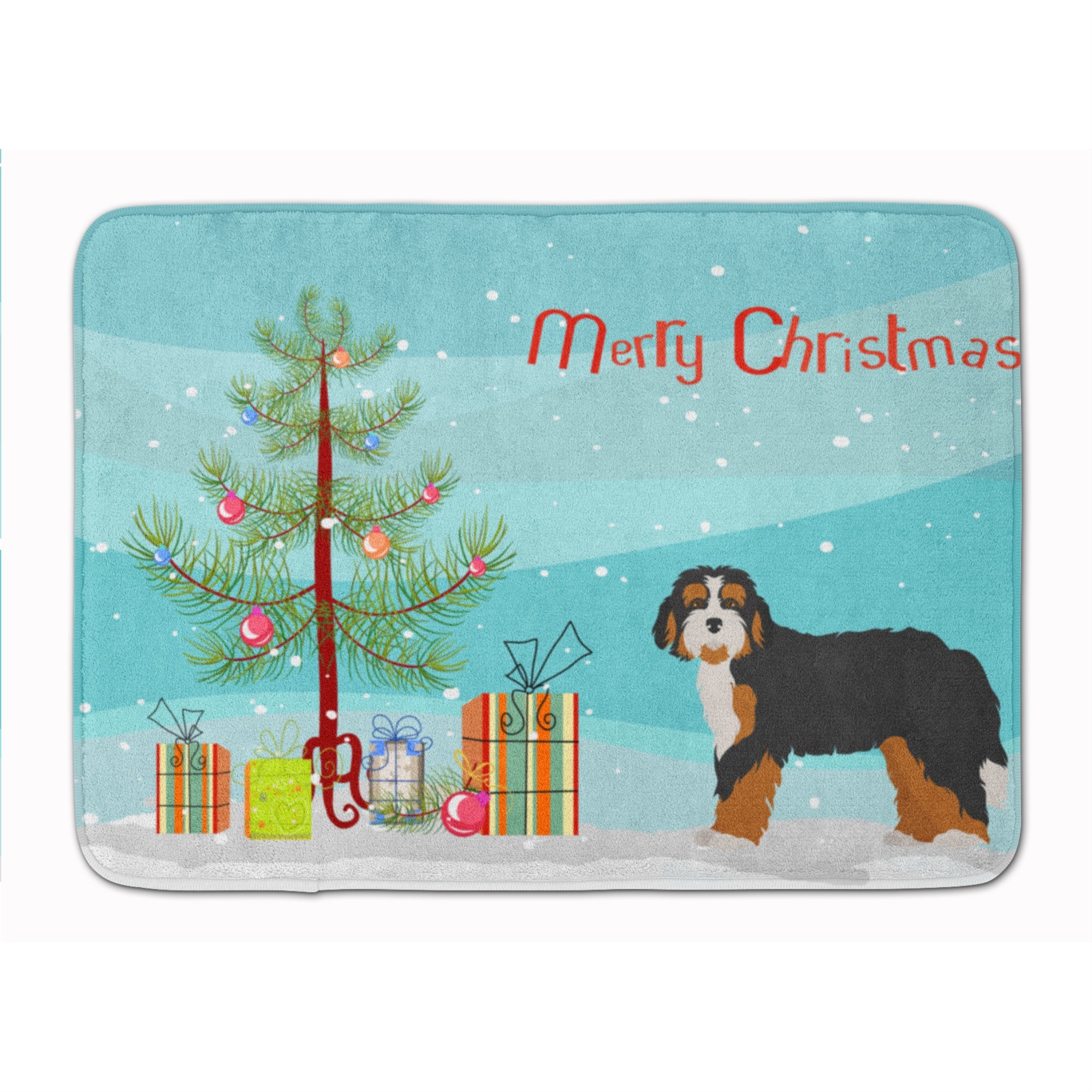 'Caroline'S Treasures Bernedoodle Christmas Tree Machine Washable Memory Foam Mat Doormats, Multicolor''