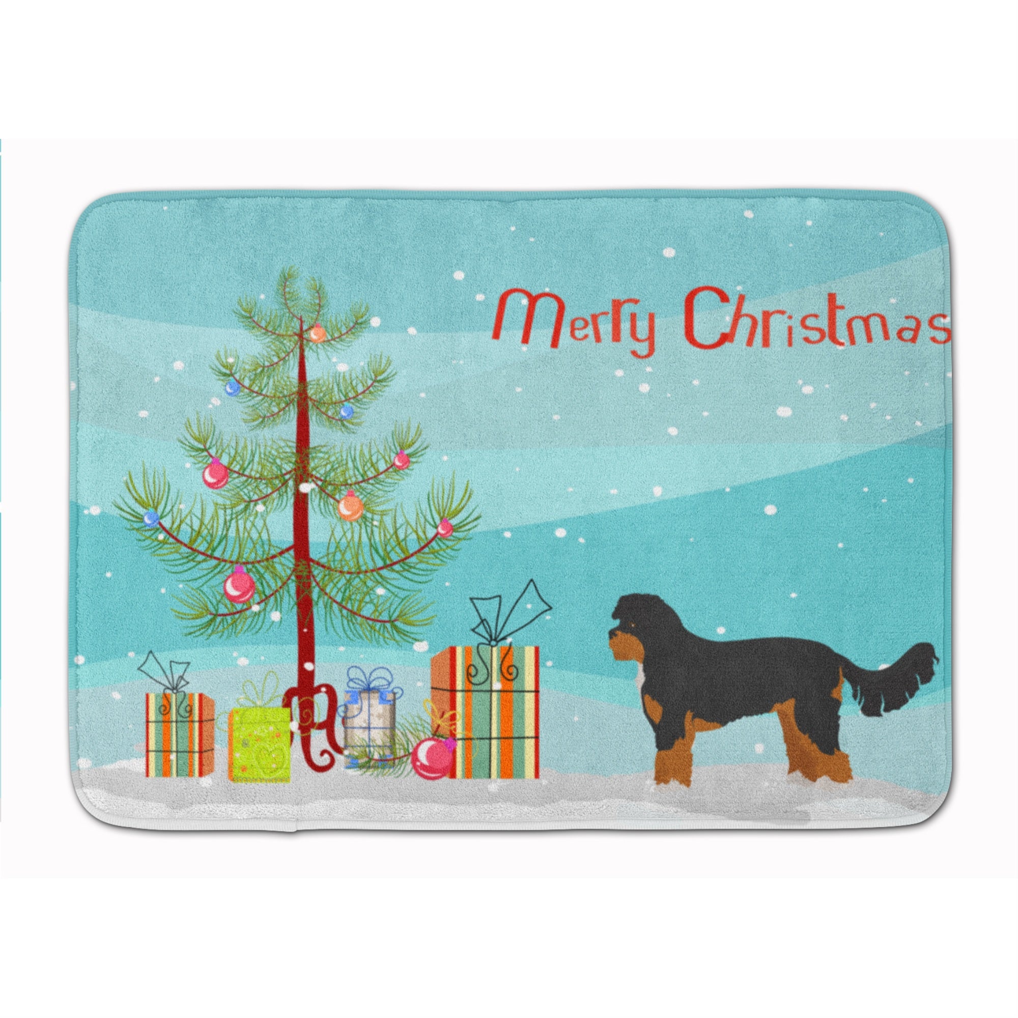 'Caroline'S Treasures Black And Tan Cavapoo Christmas Tree Machine Washable Memory Foam Mat Doormats, Multicolor''