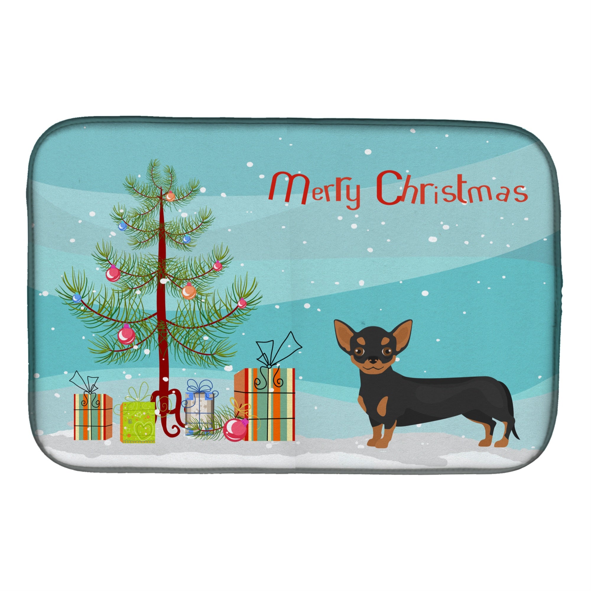 'Caroline'S Treasures Ck3816Ddm Black And Tan Chiweenie Christmas Tree Dish-Drying-Mats, 14 X 21, Multicolor''