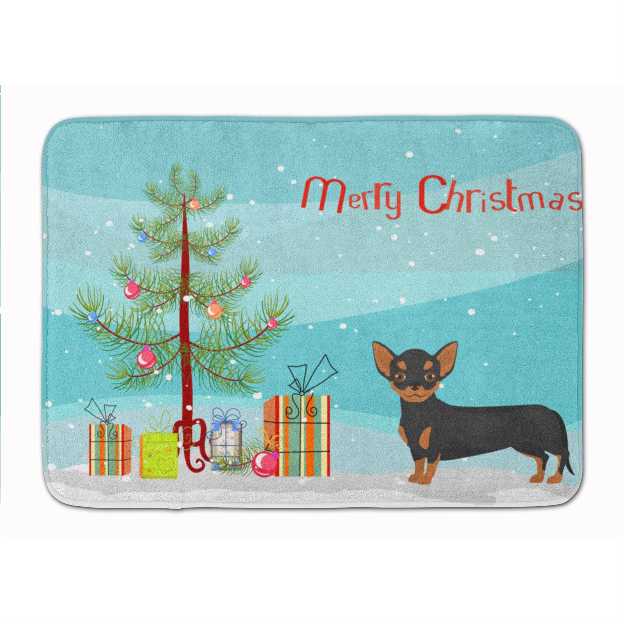 'Caroline'S Treasures Black And Tan Chiweenie Christmas Tree Machine Washable Memory Foam Mat Doormats, Multicolor''