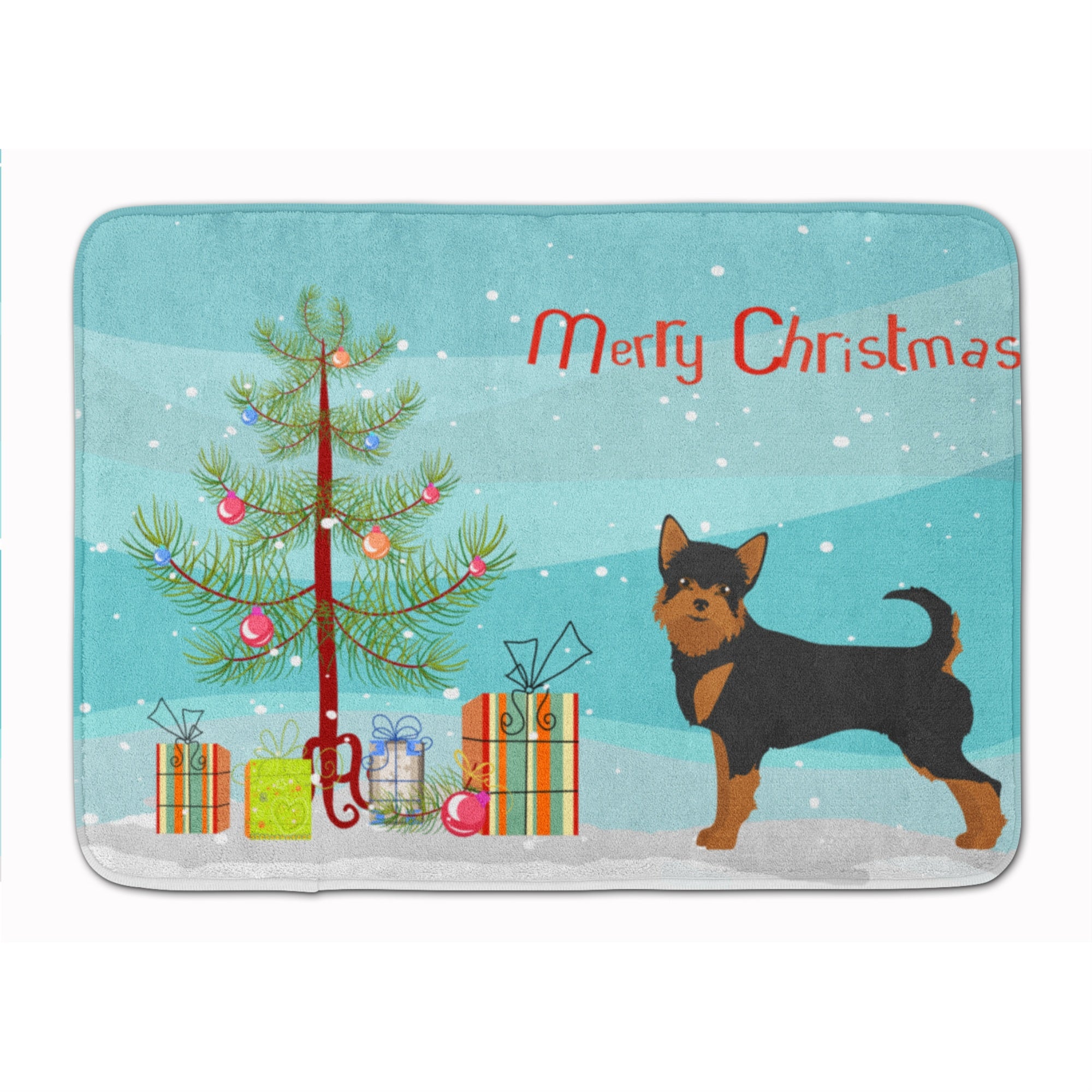 'Caroline'S Treasures Black And Tan Chorkie Christmas Tree Machine Washable Memory Foam Mat Doormats, Multicolor''