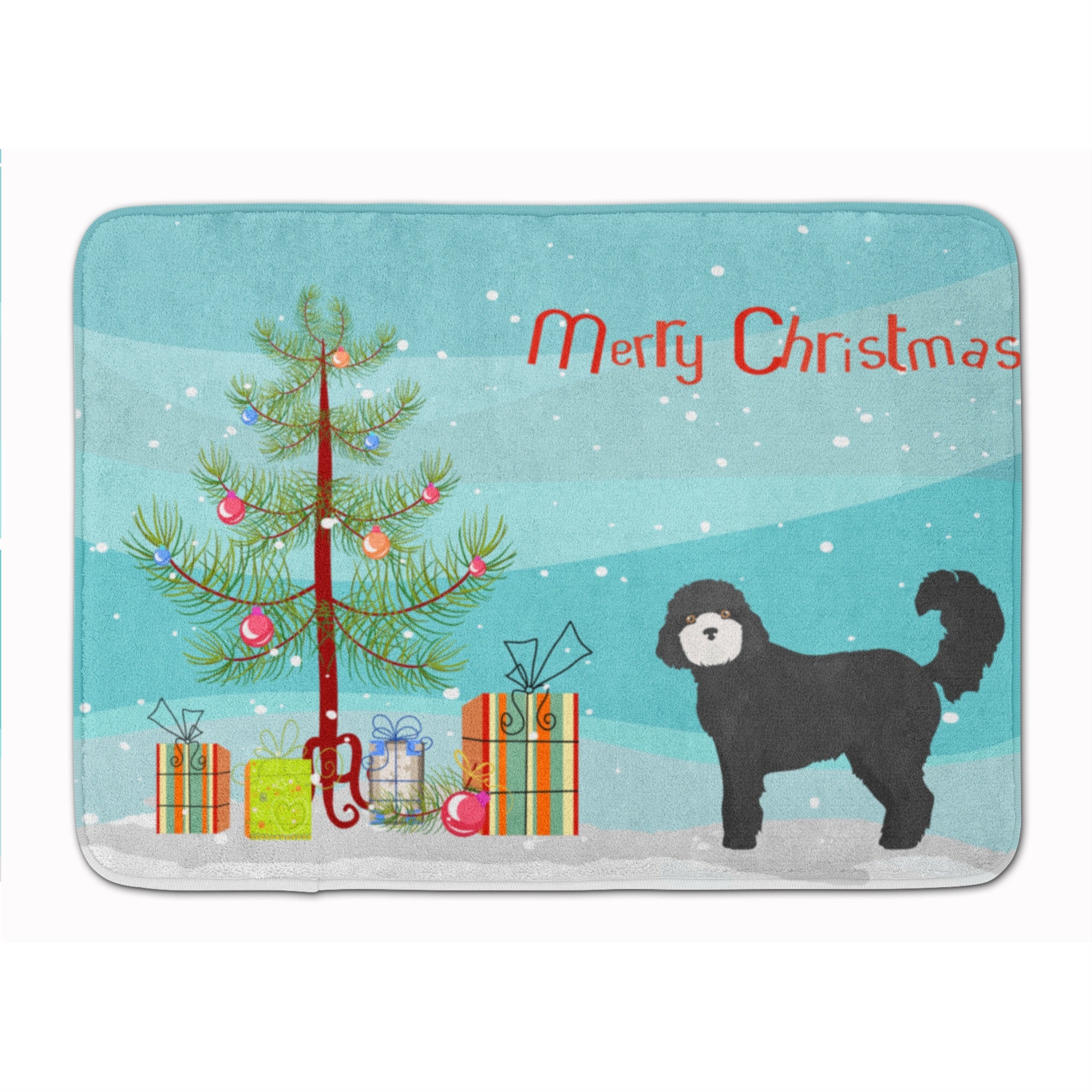 'Caroline'S Treasures Black Cockapoo Christmas Tree Machine Washable Memory Foam Mat Doormats, Multicolor''