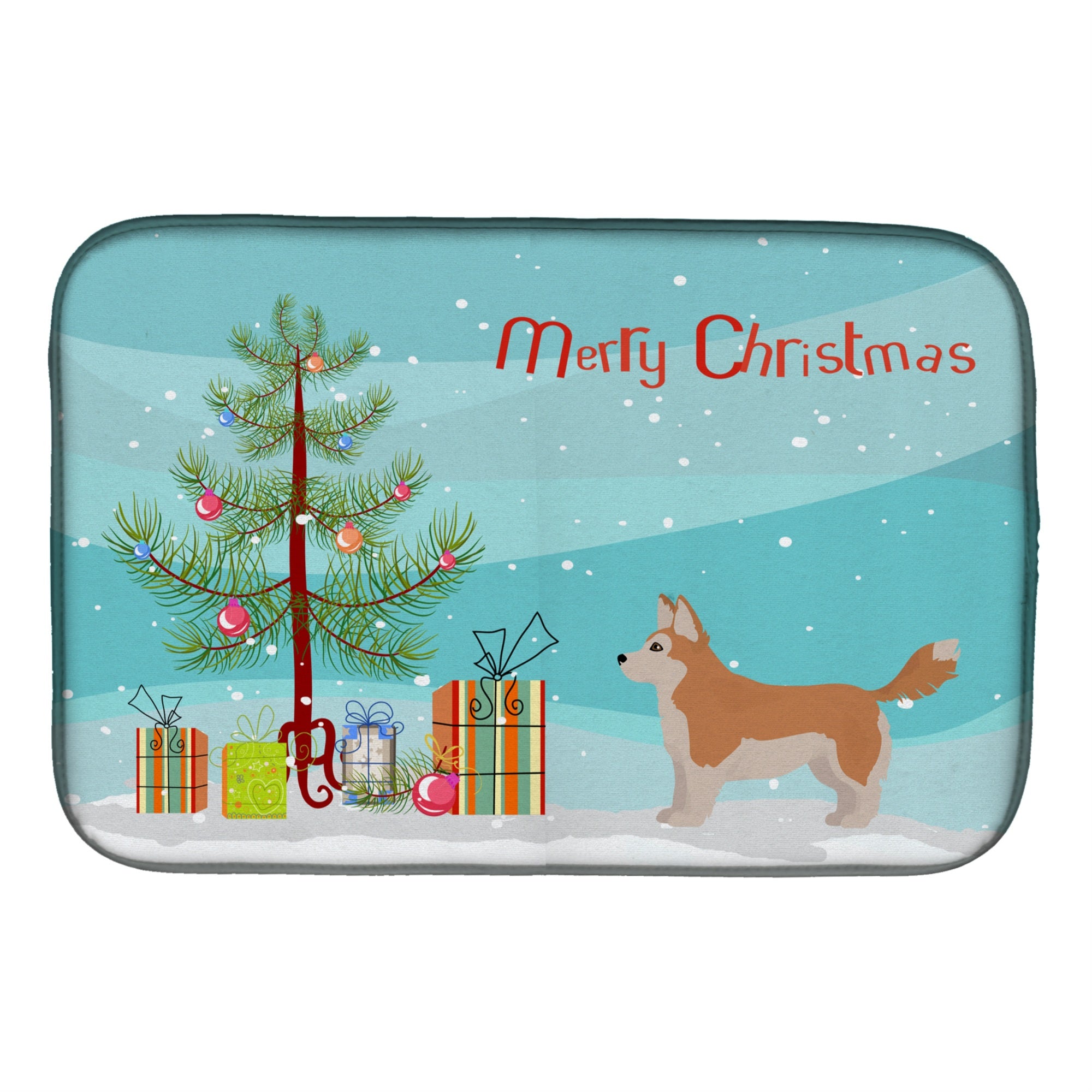 'Caroline'S Treasures Ck3824Ddm Corgi Husky Mix Christmas Tree Dish-Drying-Mats, 14 X 21, Multicolor''