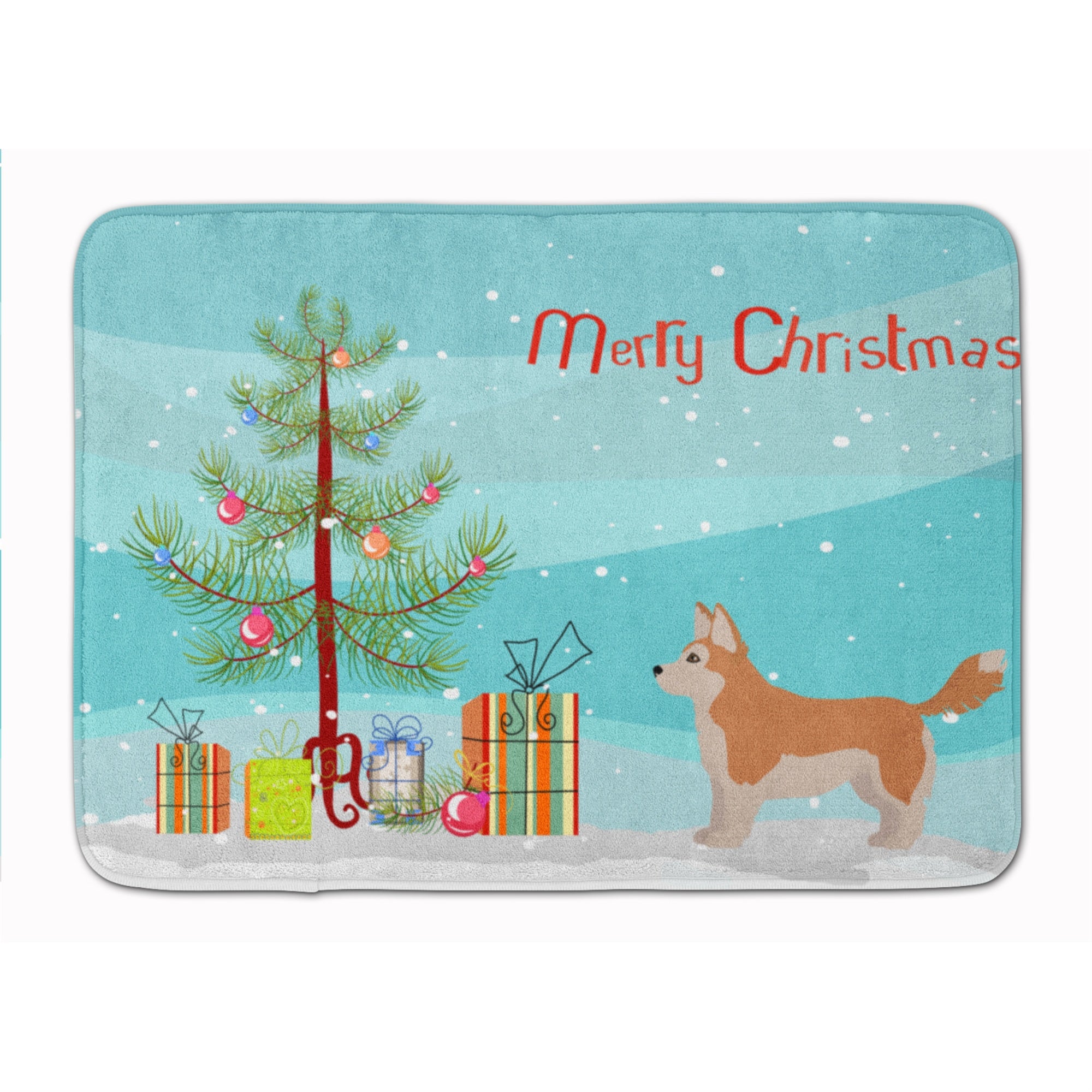 'Caroline'S Treasures Corgi Husky Mix Christmas Tree Machine Washable Memory Foam Mat Doormats, Multicolor''
