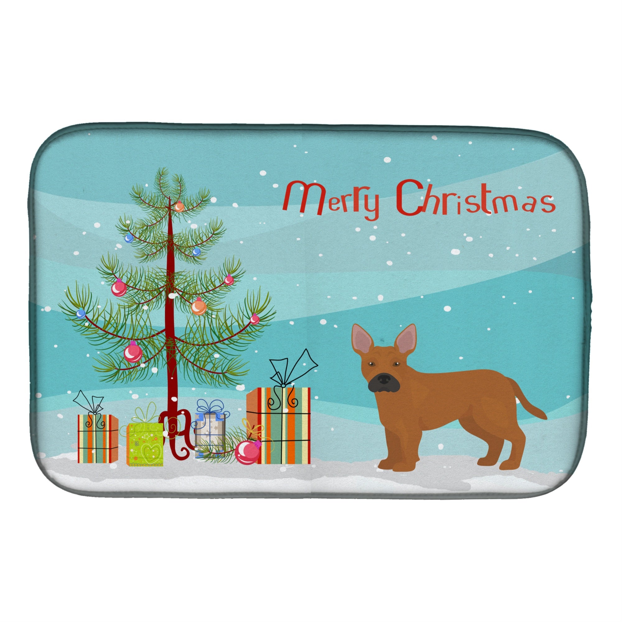 'Caroline'S Treasures Tan French Bulldog Pit Bull Mix Christmas Tree Dish-Drying-Mats, 14 X 21, Multicolor''