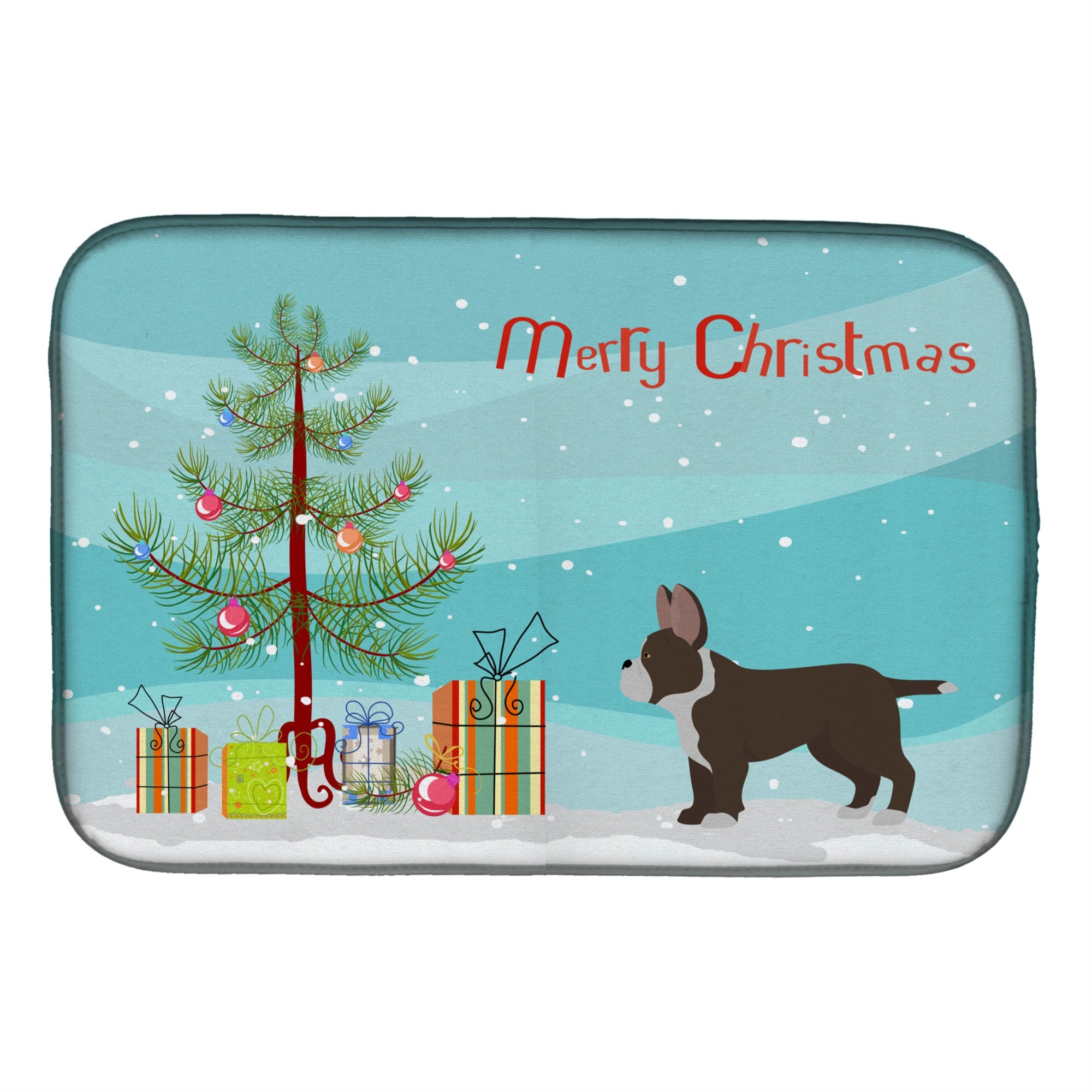 'Caroline'S Treasures Black French Bulldog Pit Bull Mix Christmas Tree Dish-Drying-Mats, 14 X 21, Multicolor''